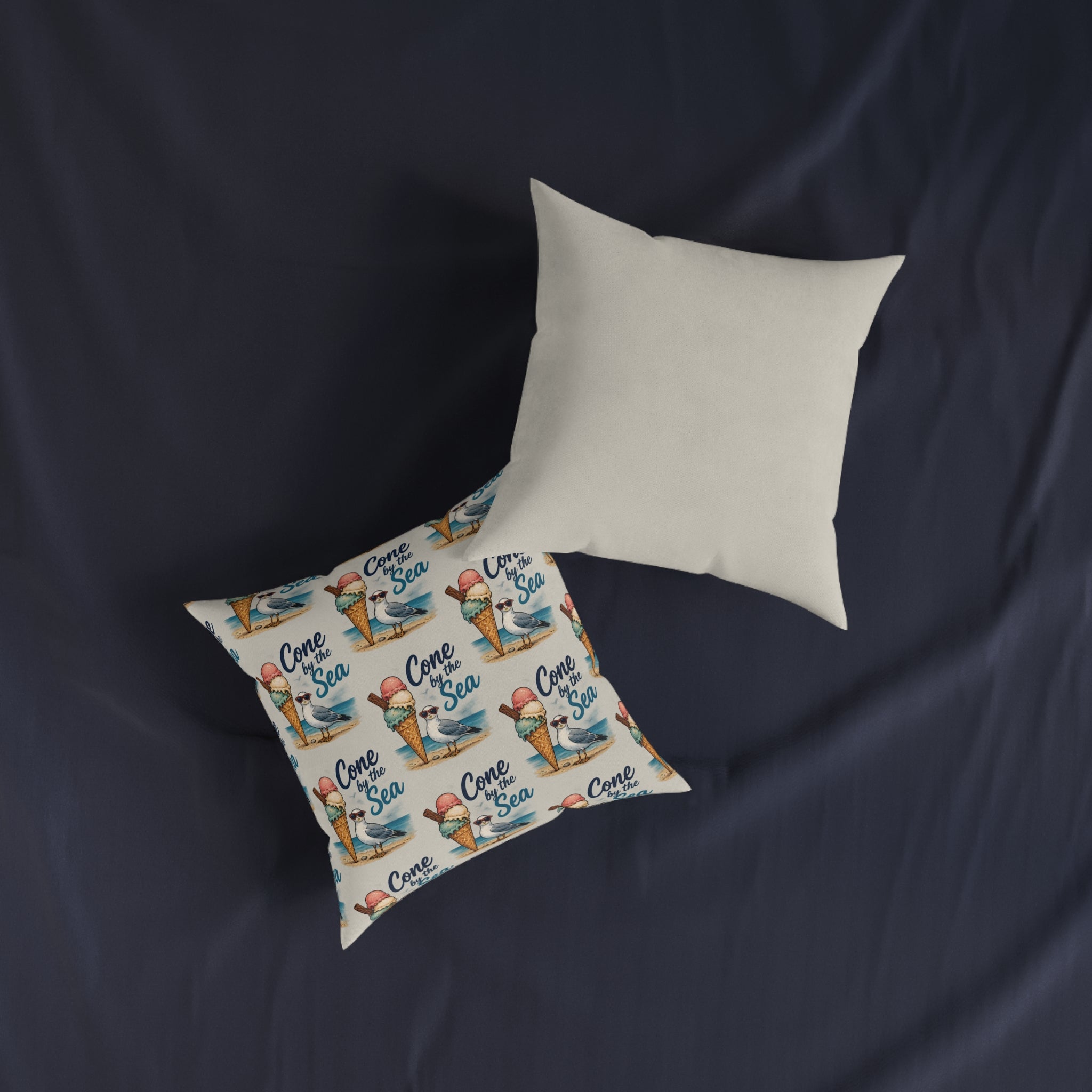 Square Cushion – Cone By The Sea | Coastal & Ice Cream Cushion