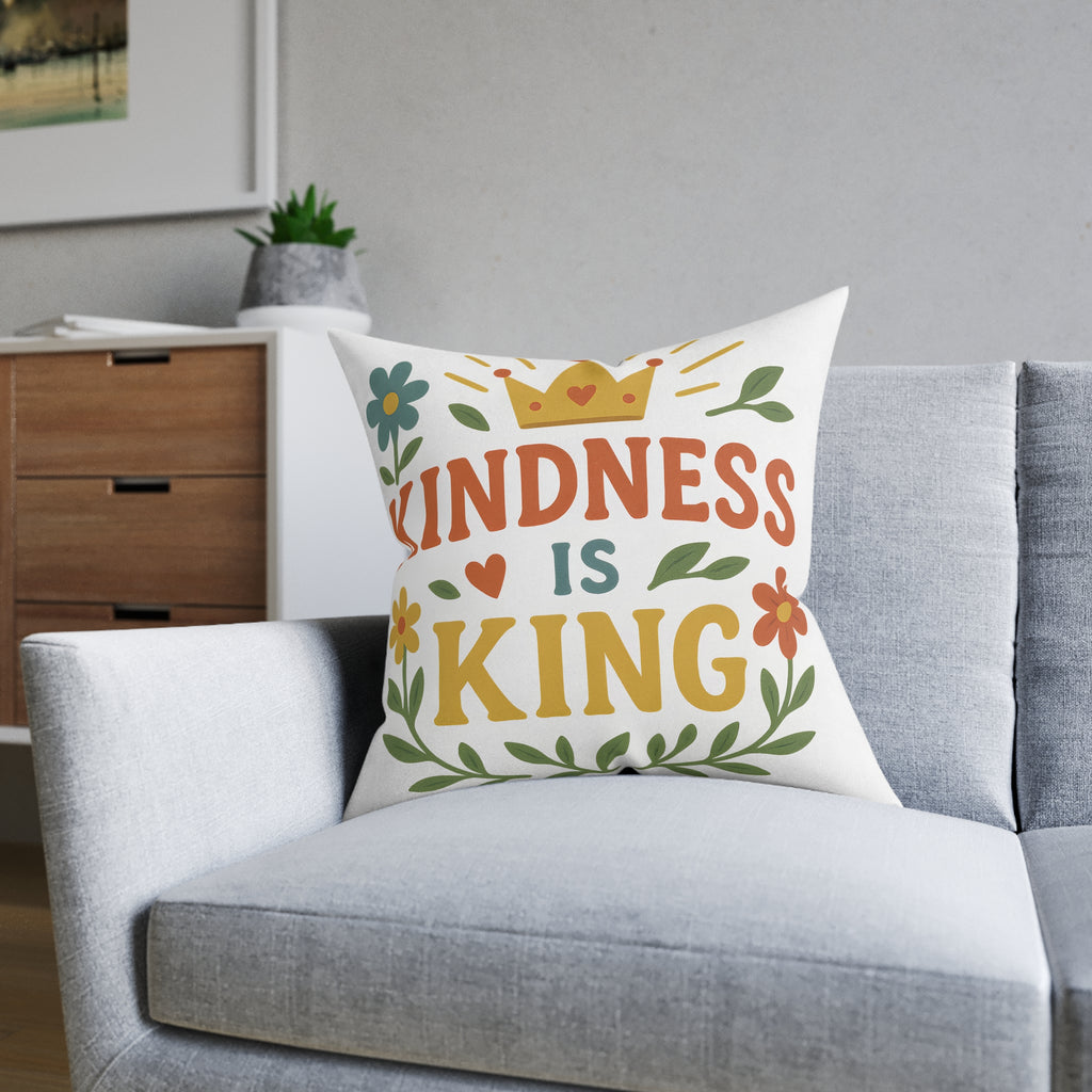 Square Cushion - Kindness is King - Motivational Design