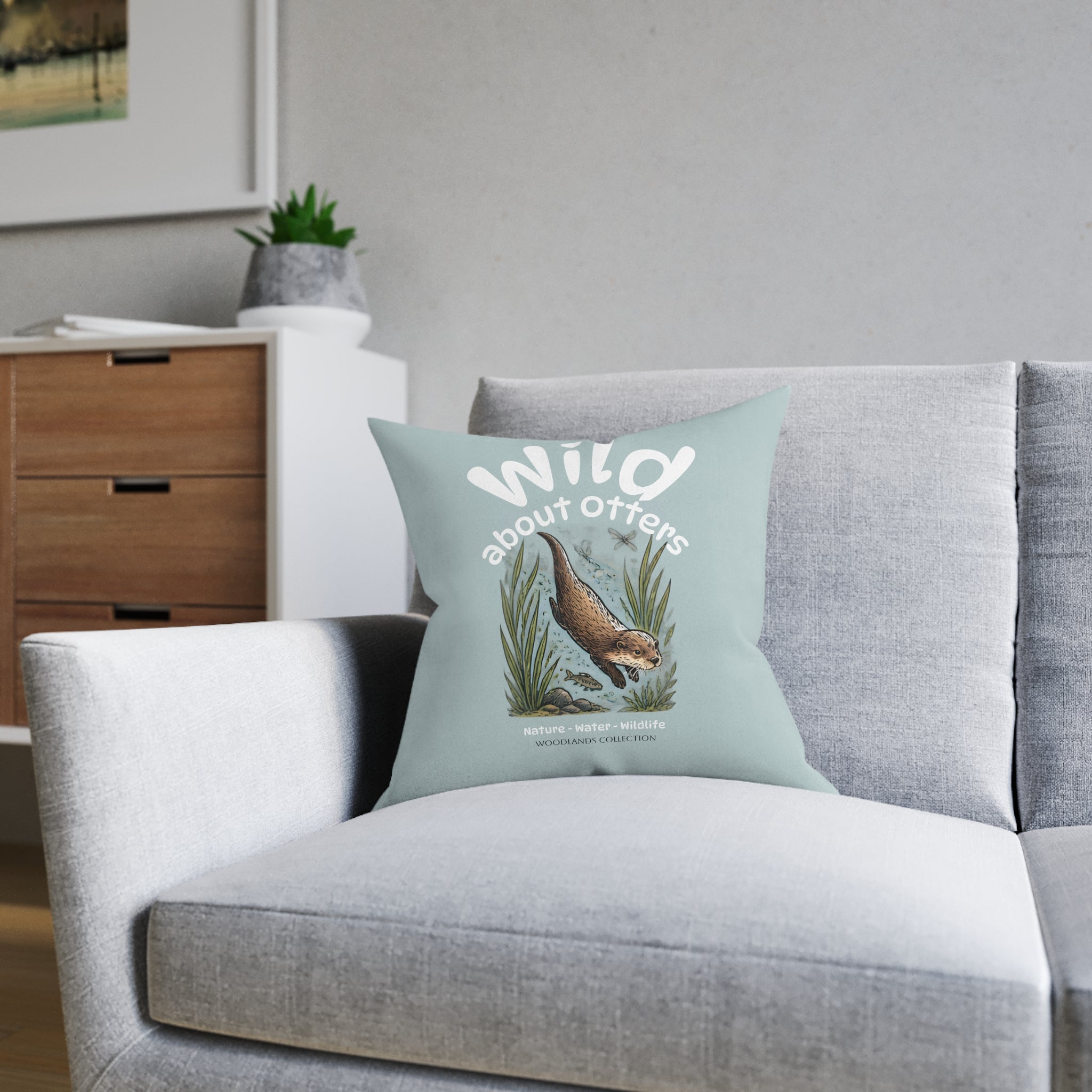 Square Cushion - Wild about Otters