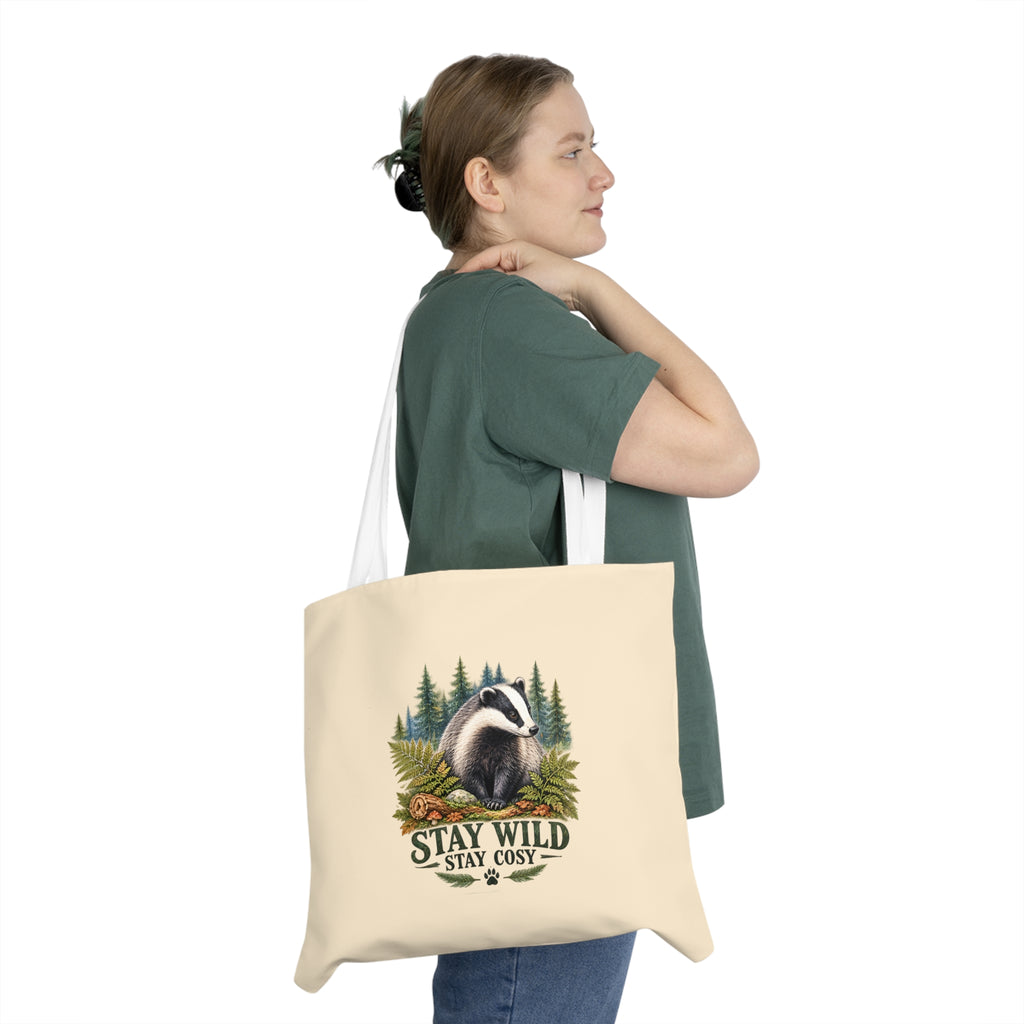 Large Tote Bag – Stay Wild Stay Cosy - Badger
