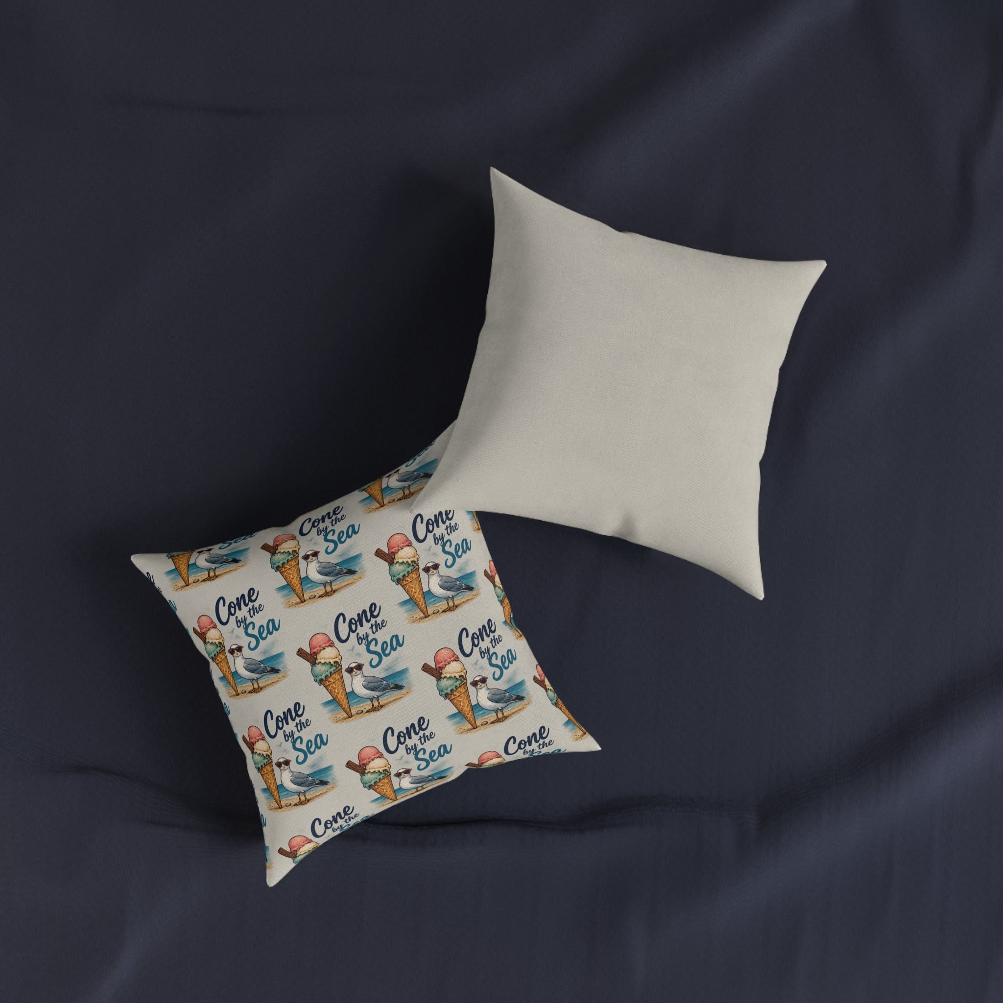 Square Cushion – Cone By The Sea | Coastal & Ice Cream Cushion