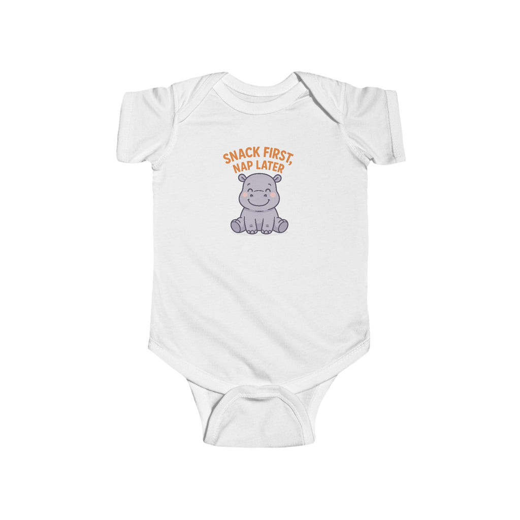 Babygrow - "Snack First, Nap Later" Cute Hippo Baby Onesie
