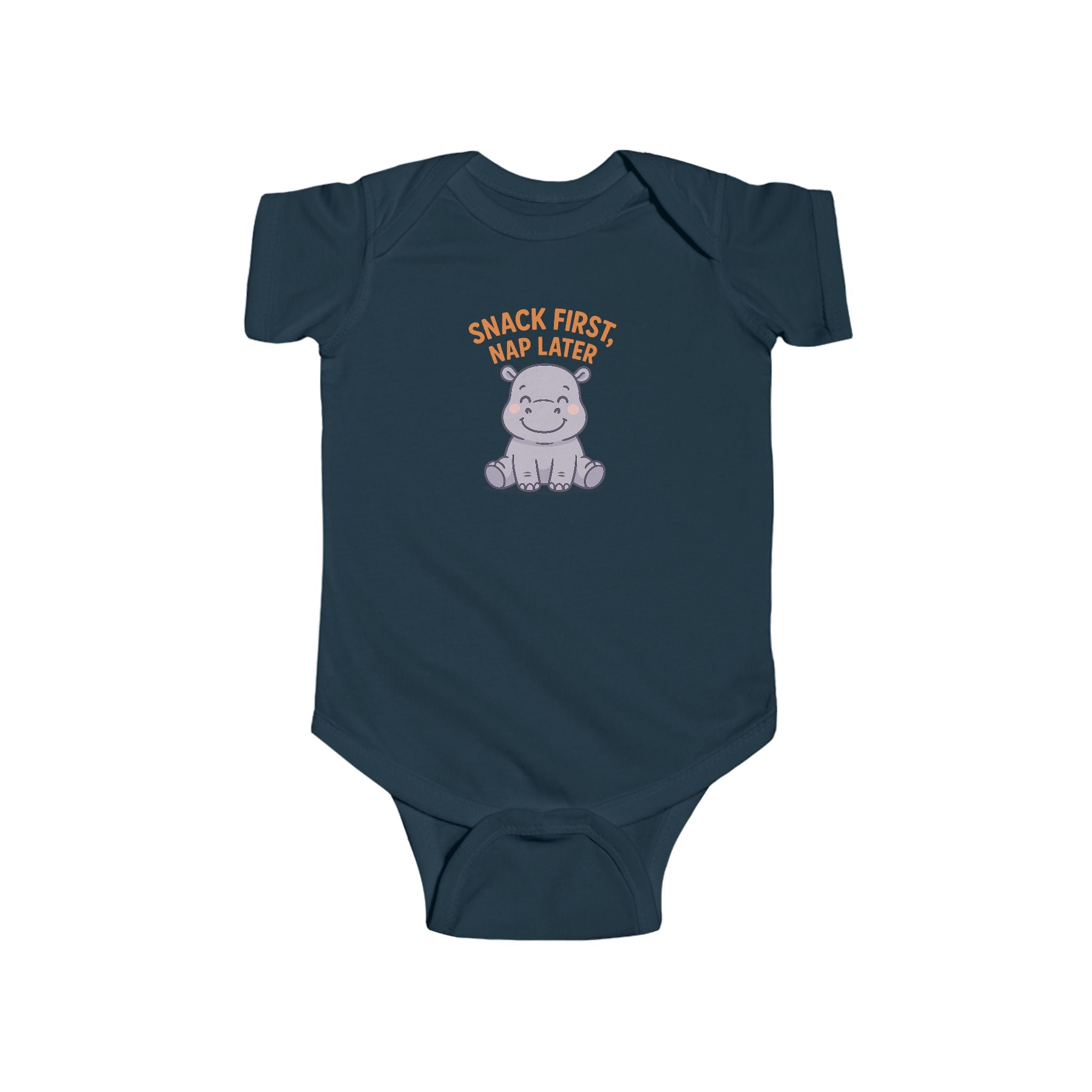 Babygrow - "Snack First, Nap Later" Cute Hippo Baby Onesie