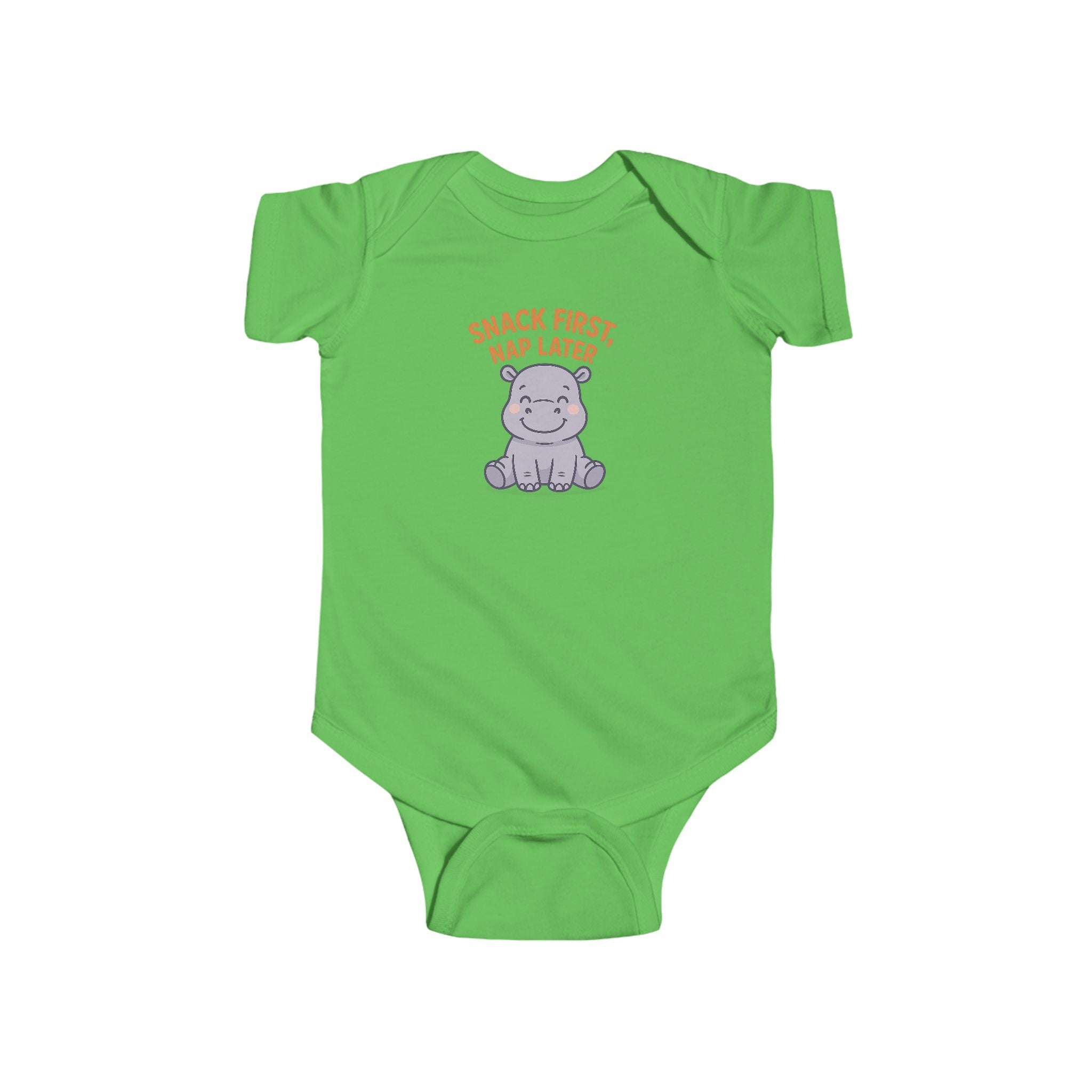 Babygrow - "Snack First, Nap Later" Cute Hippo Baby Onesie