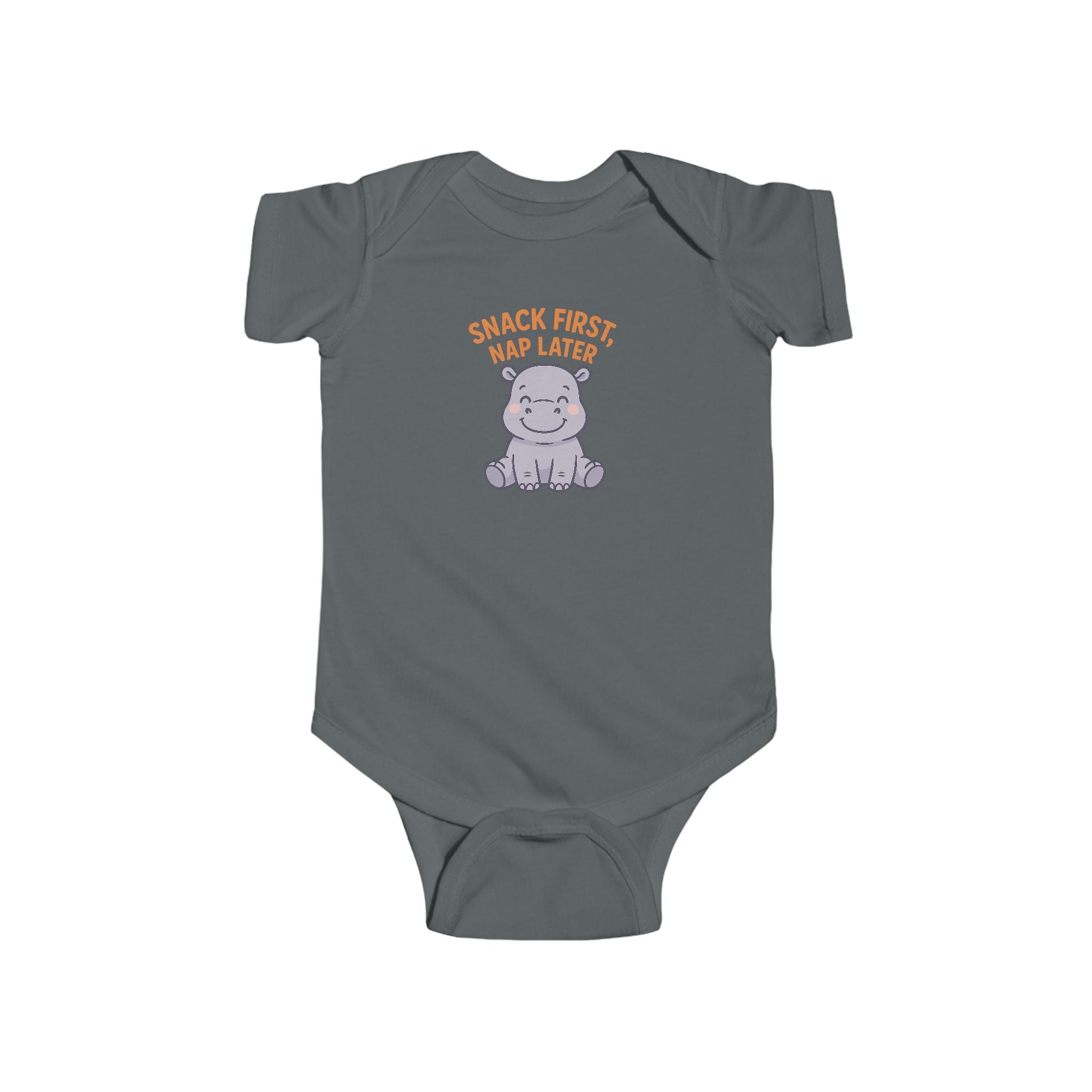 Babygrow - "Snack First, Nap Later" Cute Hippo Baby Onesie
