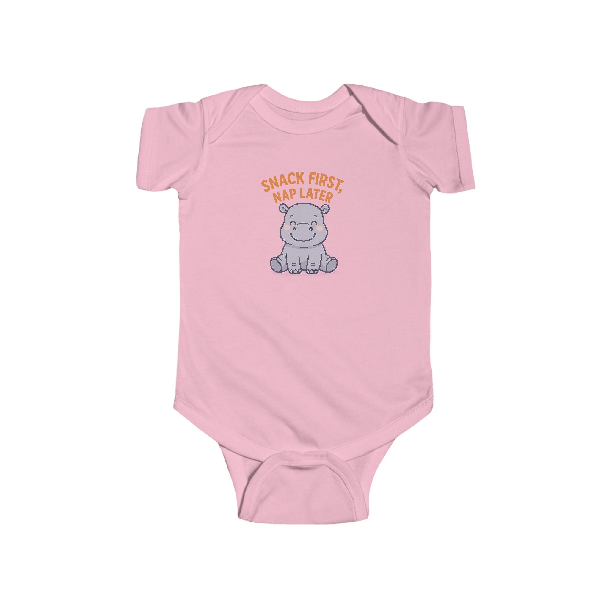 Babygrow - "Snack First, Nap Later" Cute Hippo Baby Onesie