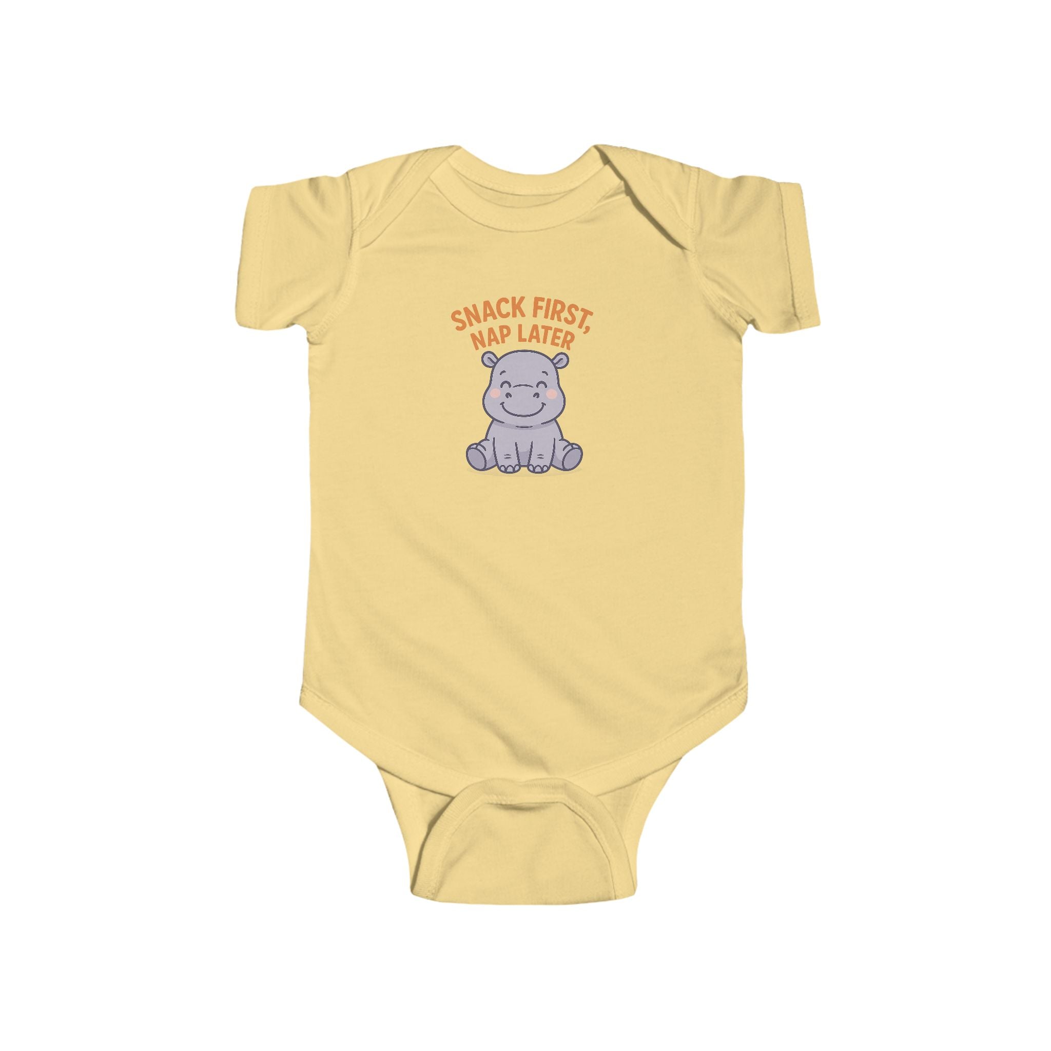 Babygrow - "Snack First, Nap Later" Cute Hippo Baby Onesie