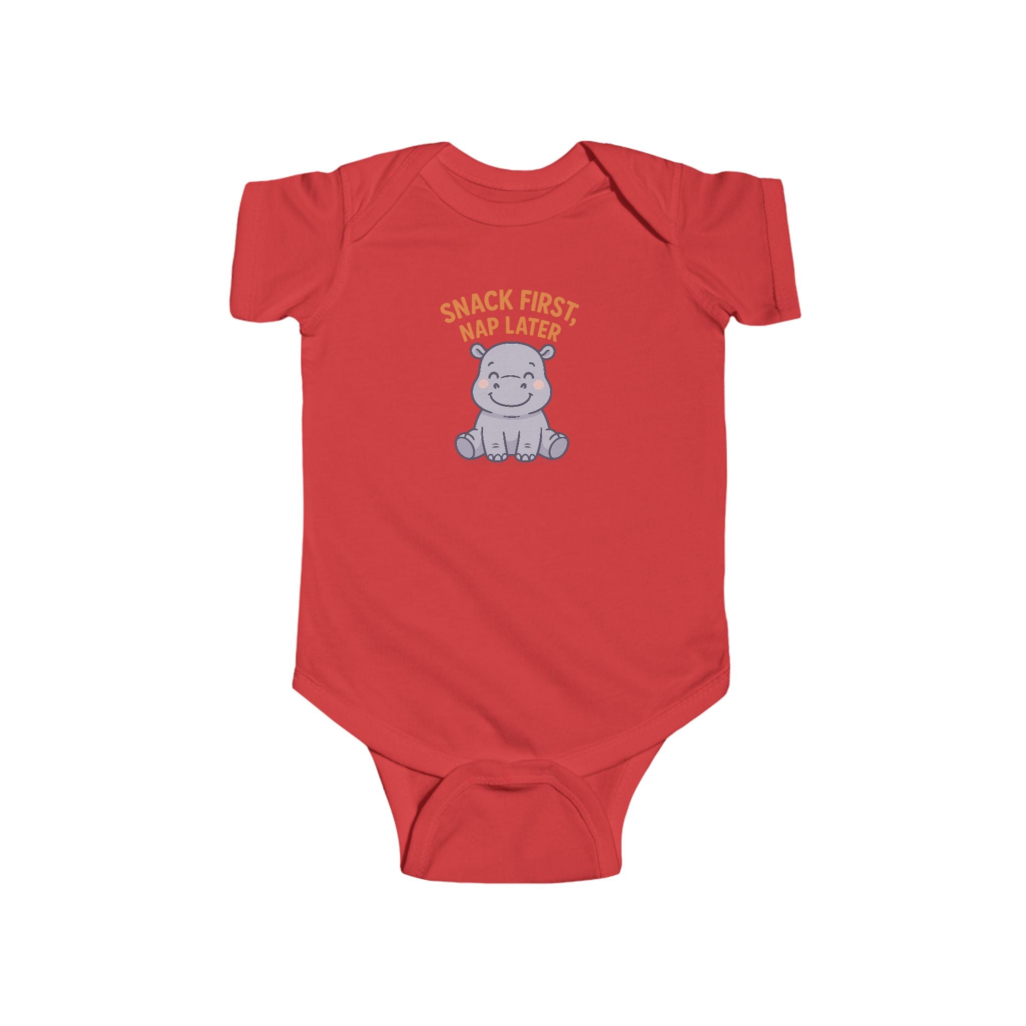 Babygrow - "Snack First, Nap Later" Cute Hippo Baby Onesie