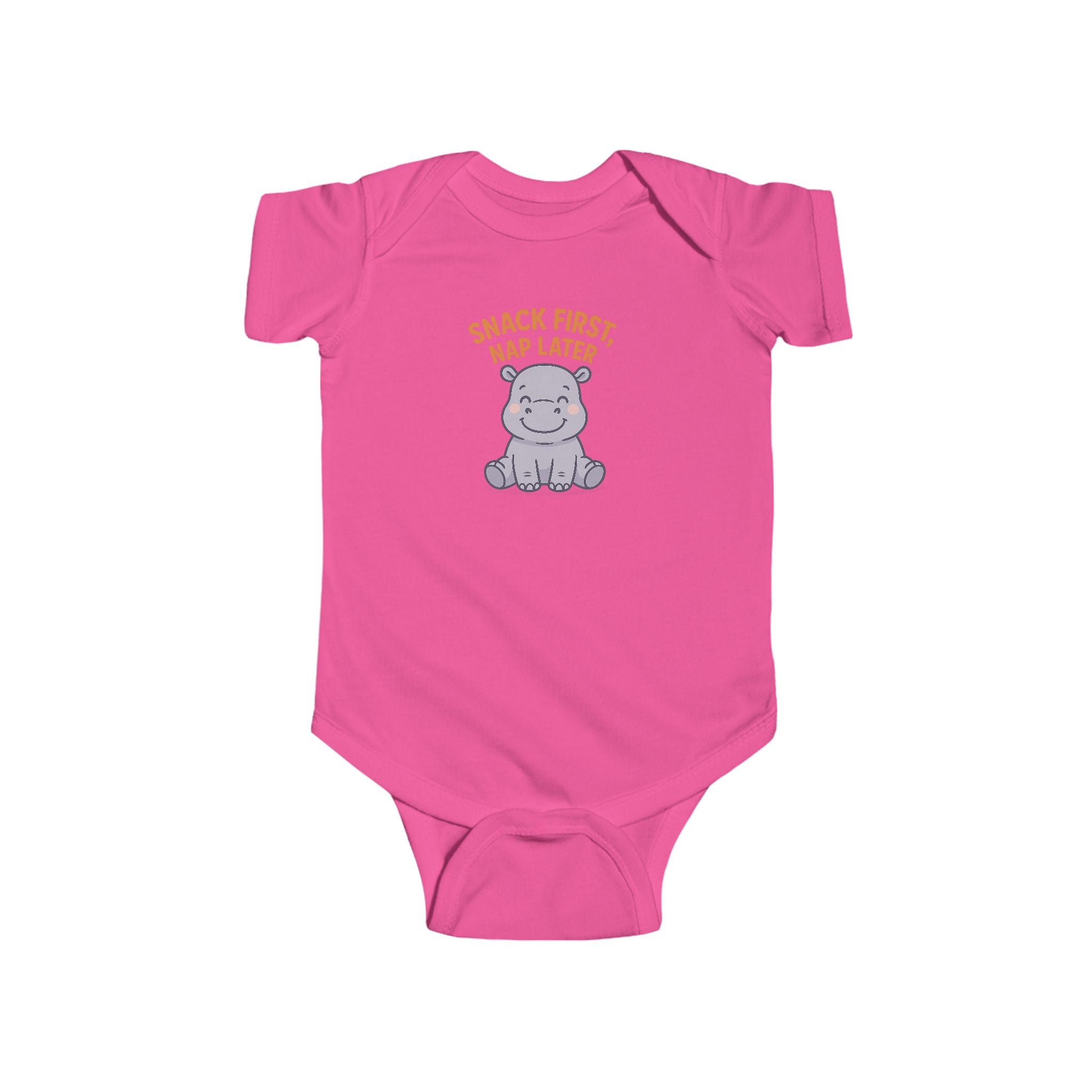 Babygrow - "Snack First, Nap Later" Cute Hippo Baby Onesie