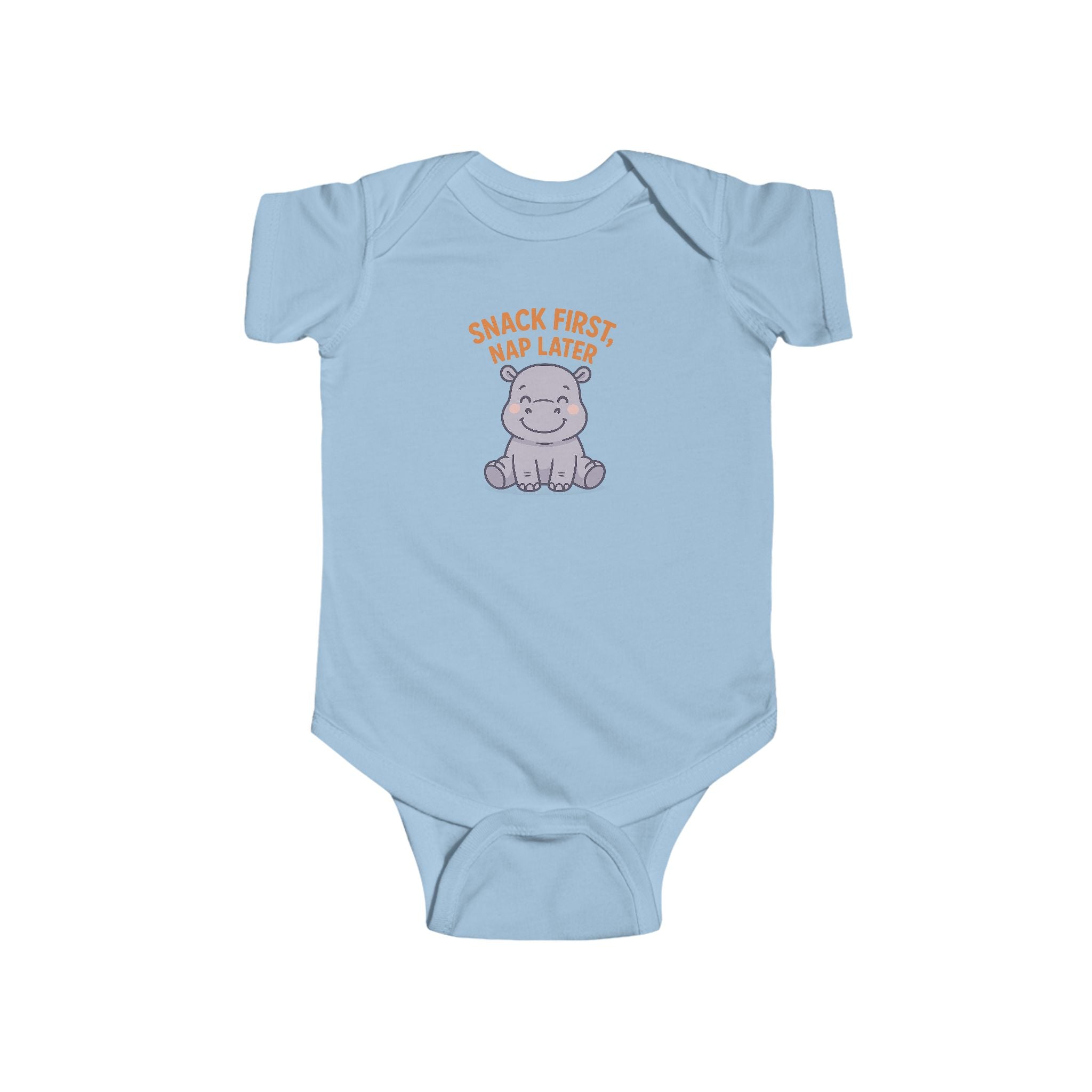 Babygrow - "Snack First, Nap Later" Cute Hippo Baby Onesie