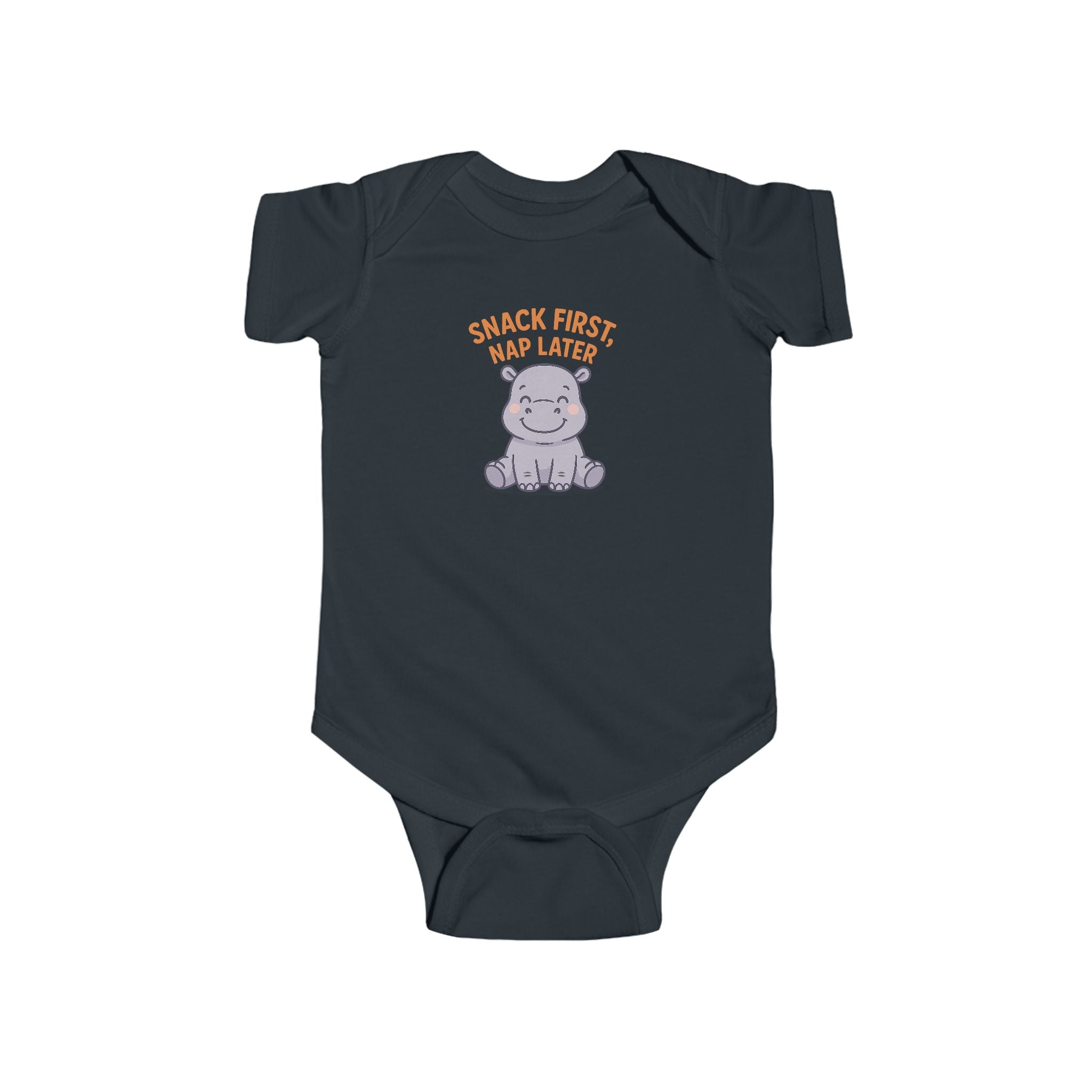 Babygrow - "Snack First, Nap Later" Cute Hippo Baby Onesie