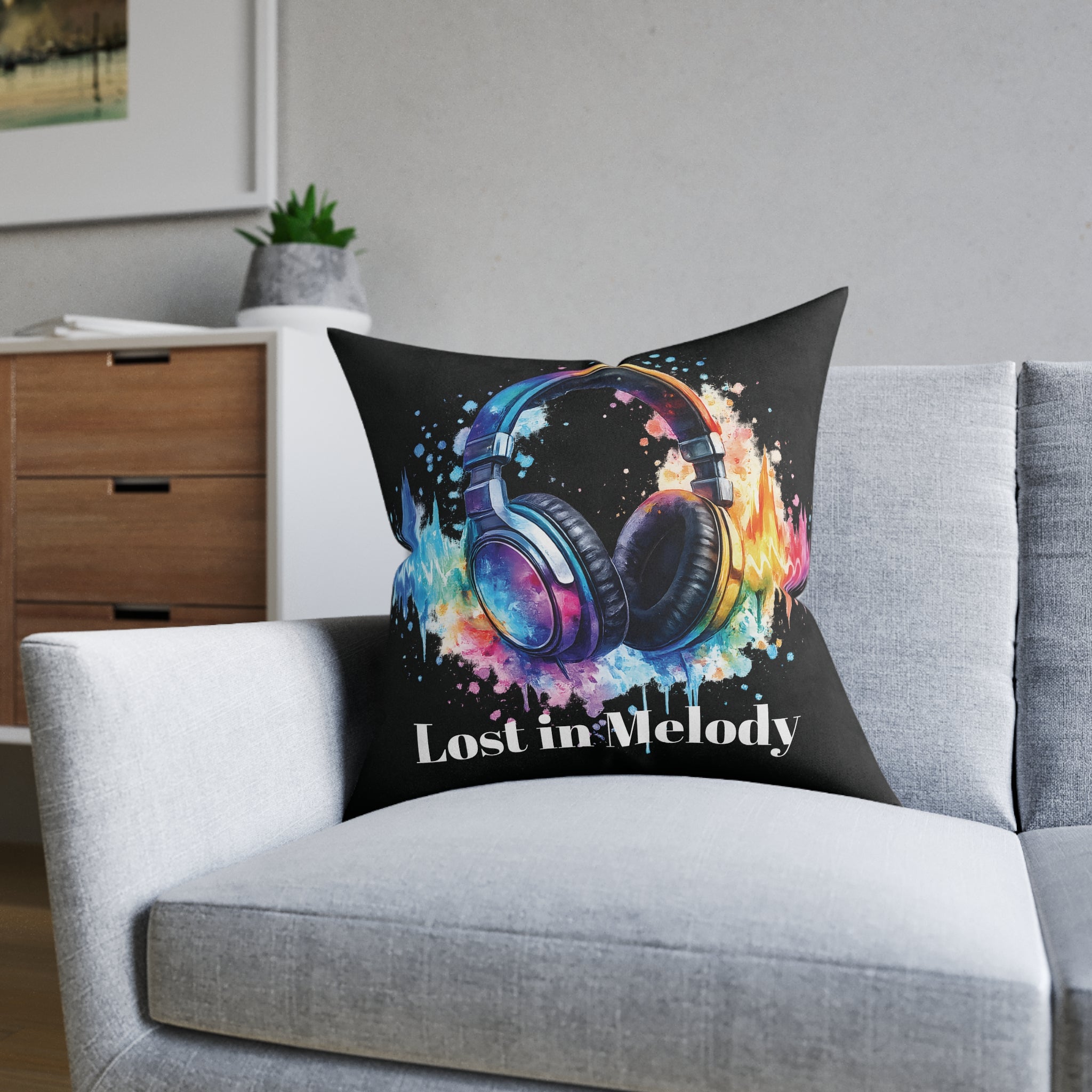 Square Cushion – Lost in Melody | Music Lover Cushion