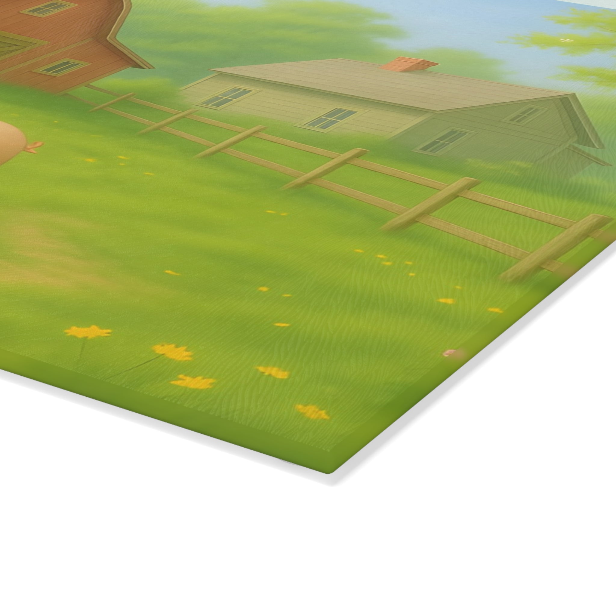 Glass Cutting Board - Rustic Farm Design