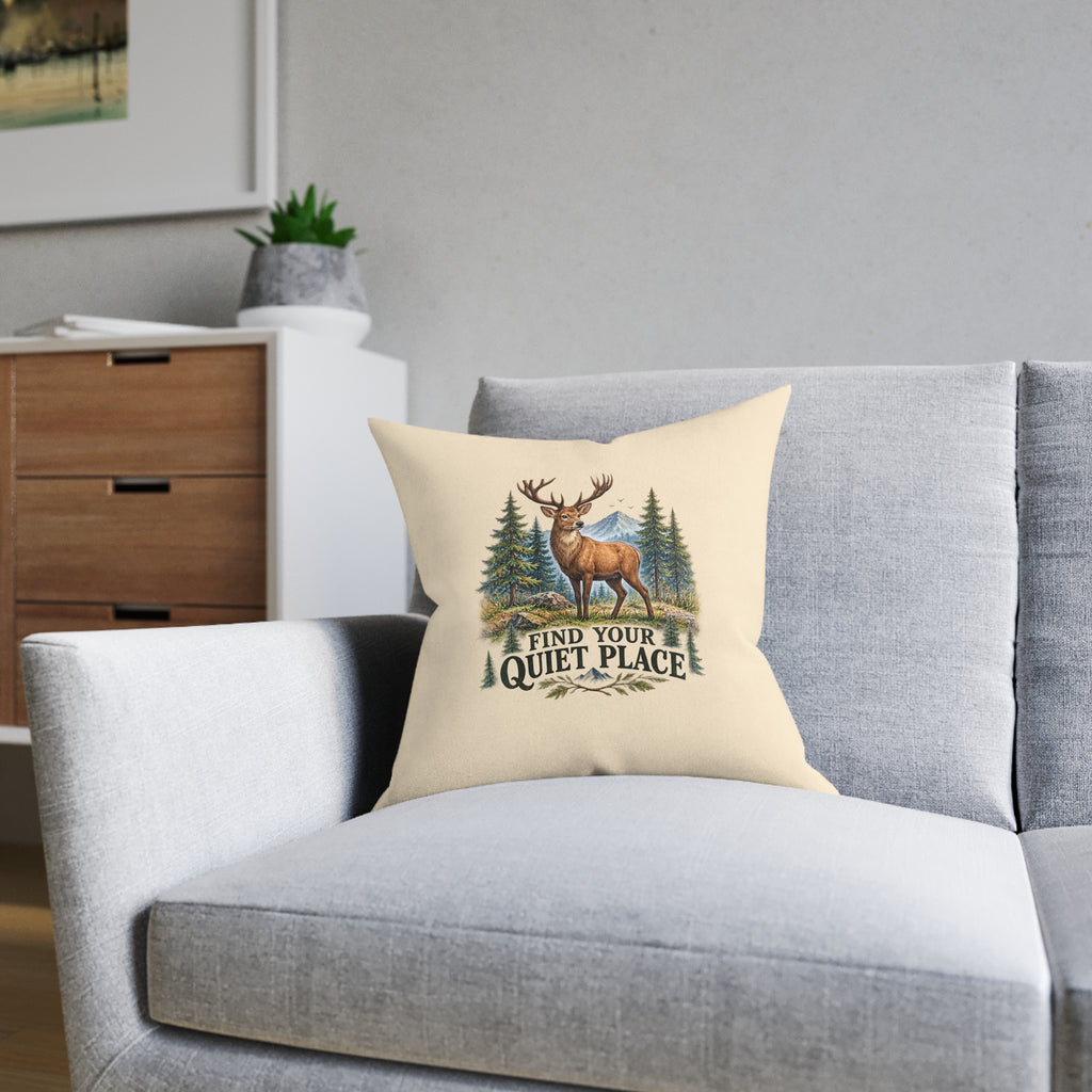 Square Cushion – Find Your Quiet Place | Nature & Relaxation Cushion