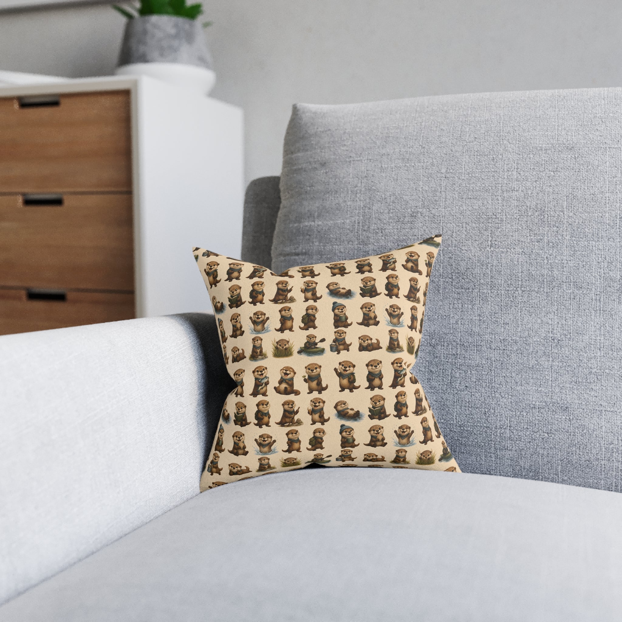 Square Cushion – Otter Fun | Otter Lover & Wildlife Cushion