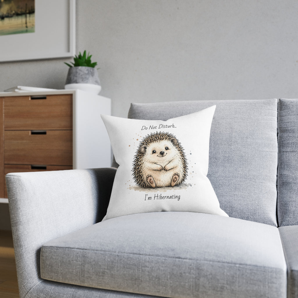 Square Cushion – Do Not Disturb... I'm Hibernating | Funny Woodland Cushion