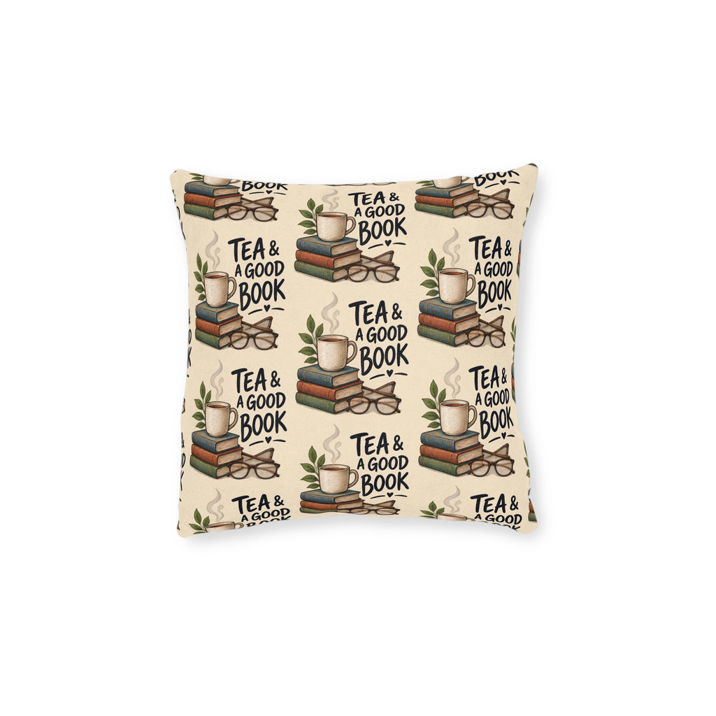 Square Cushion – Tea & A Good Book | Reading & Tea Lover Cushion