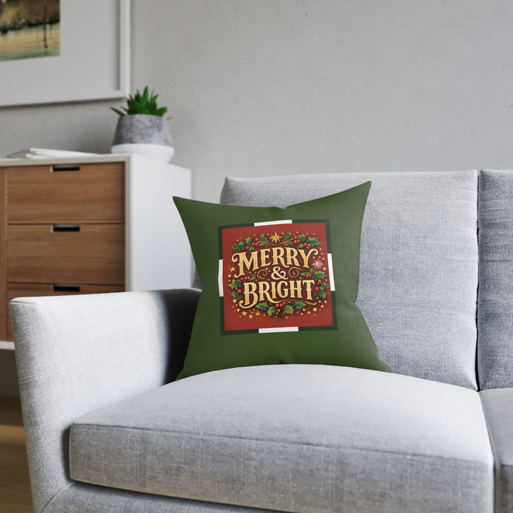 Christmas Square Cushion – Merry & Bright | Festive Christmas Cushion