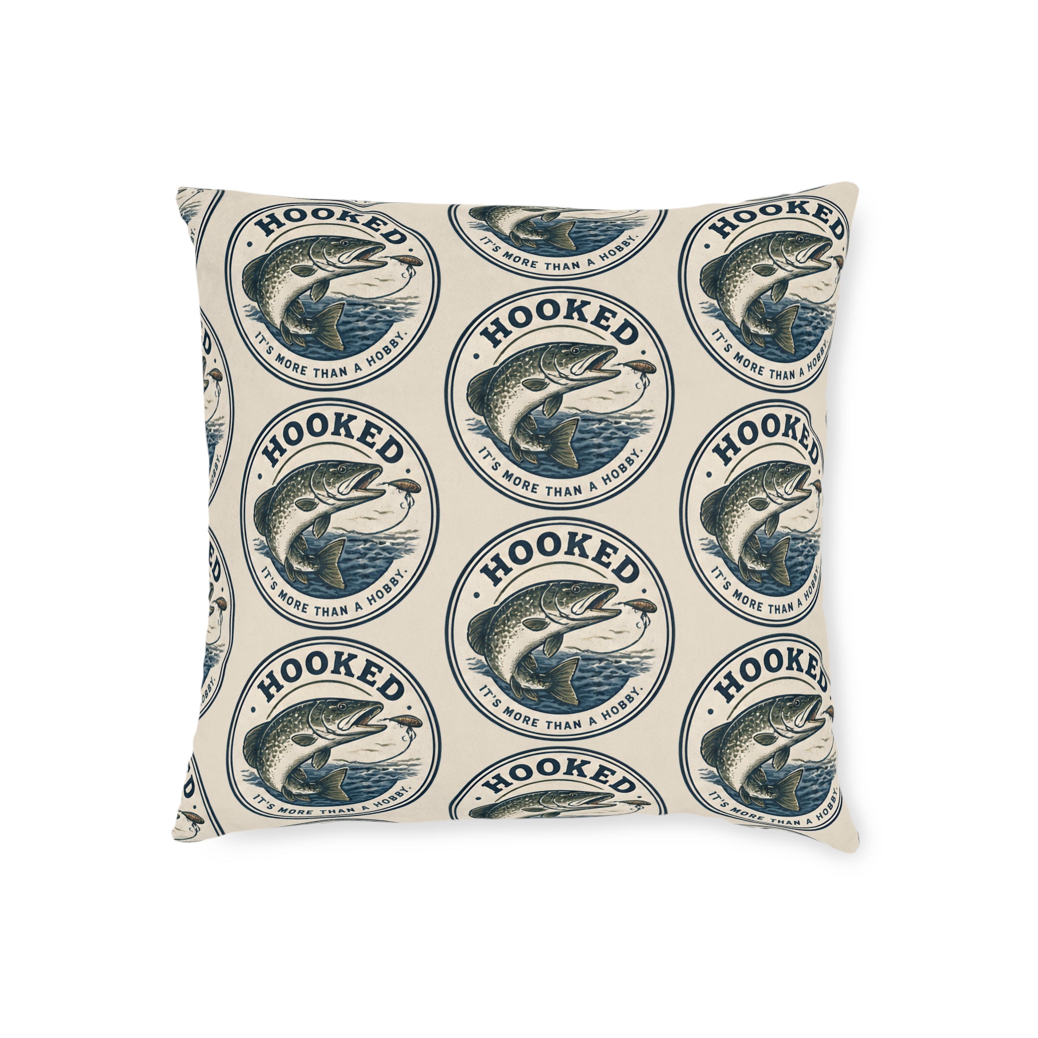 Square Cushion – Hooked – More Than a Hobby | Fishing Lover Cushion