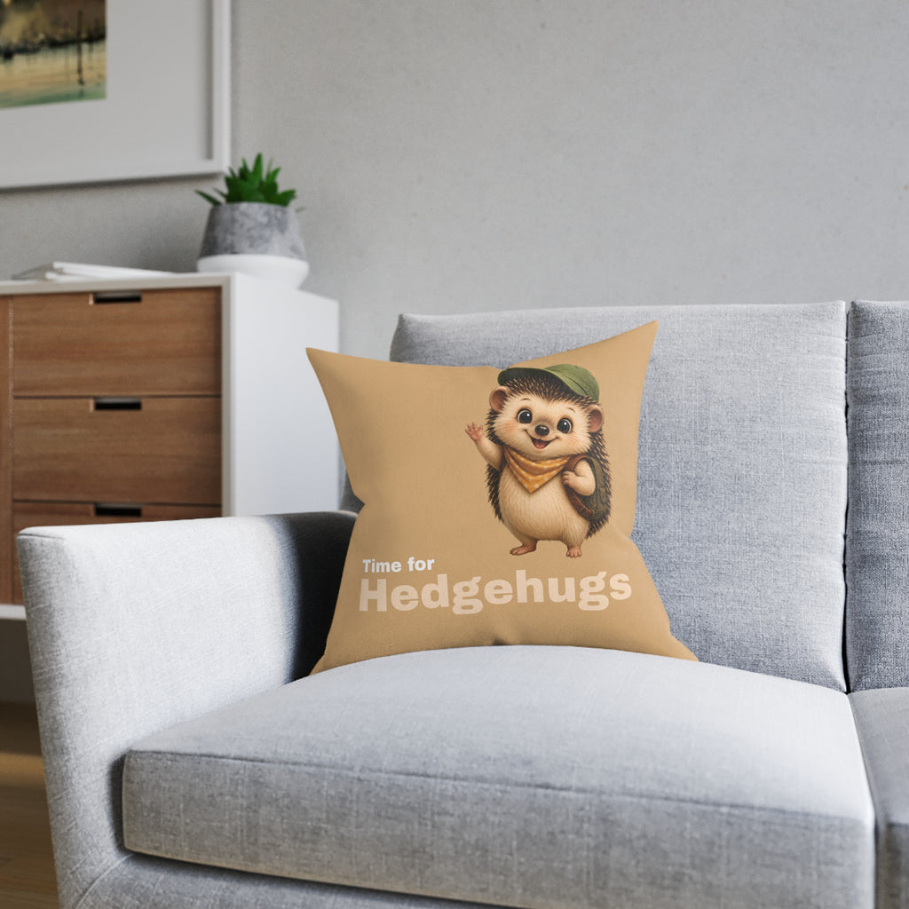 Square Cushion – Time for Hedgehugs | Hedgehog Lover Cushion
