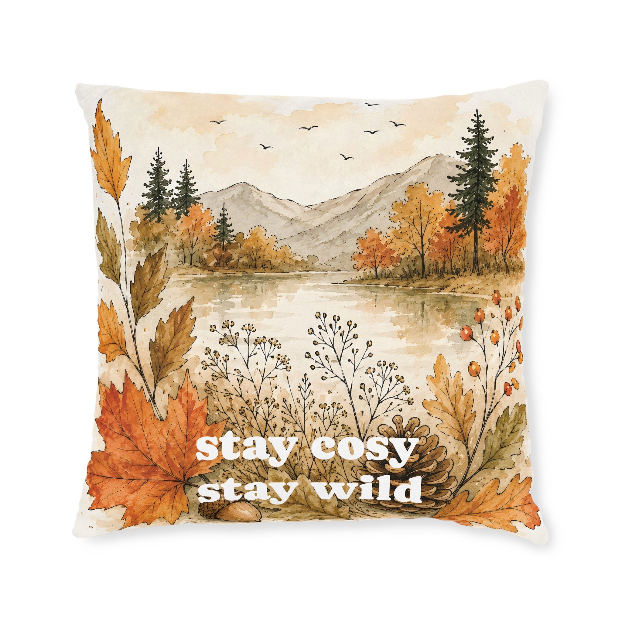 Square Cushion – Stay Cosy Stay Wild | Woodland Nature Cushion