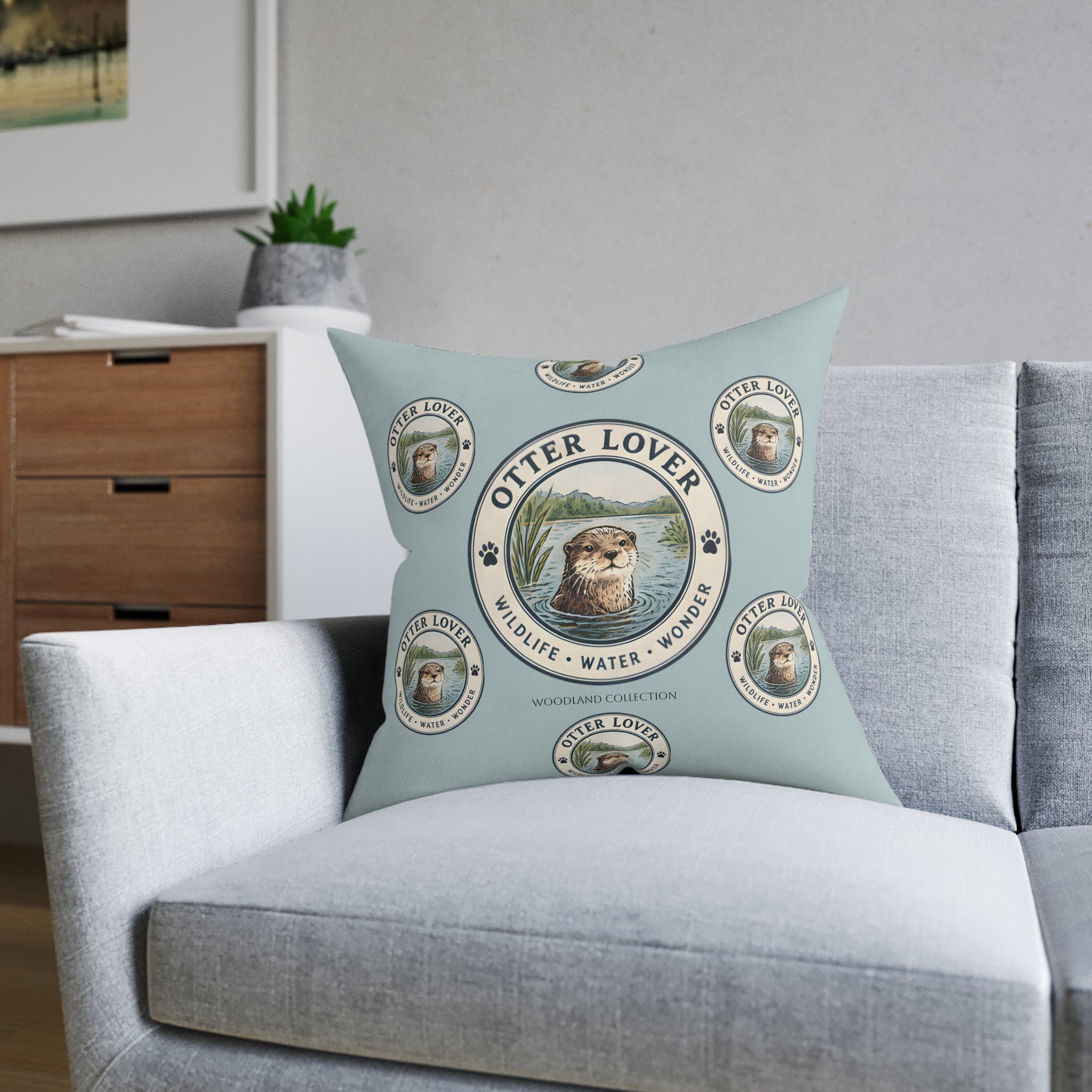 Square Cushion - Otter - Woodland Collection