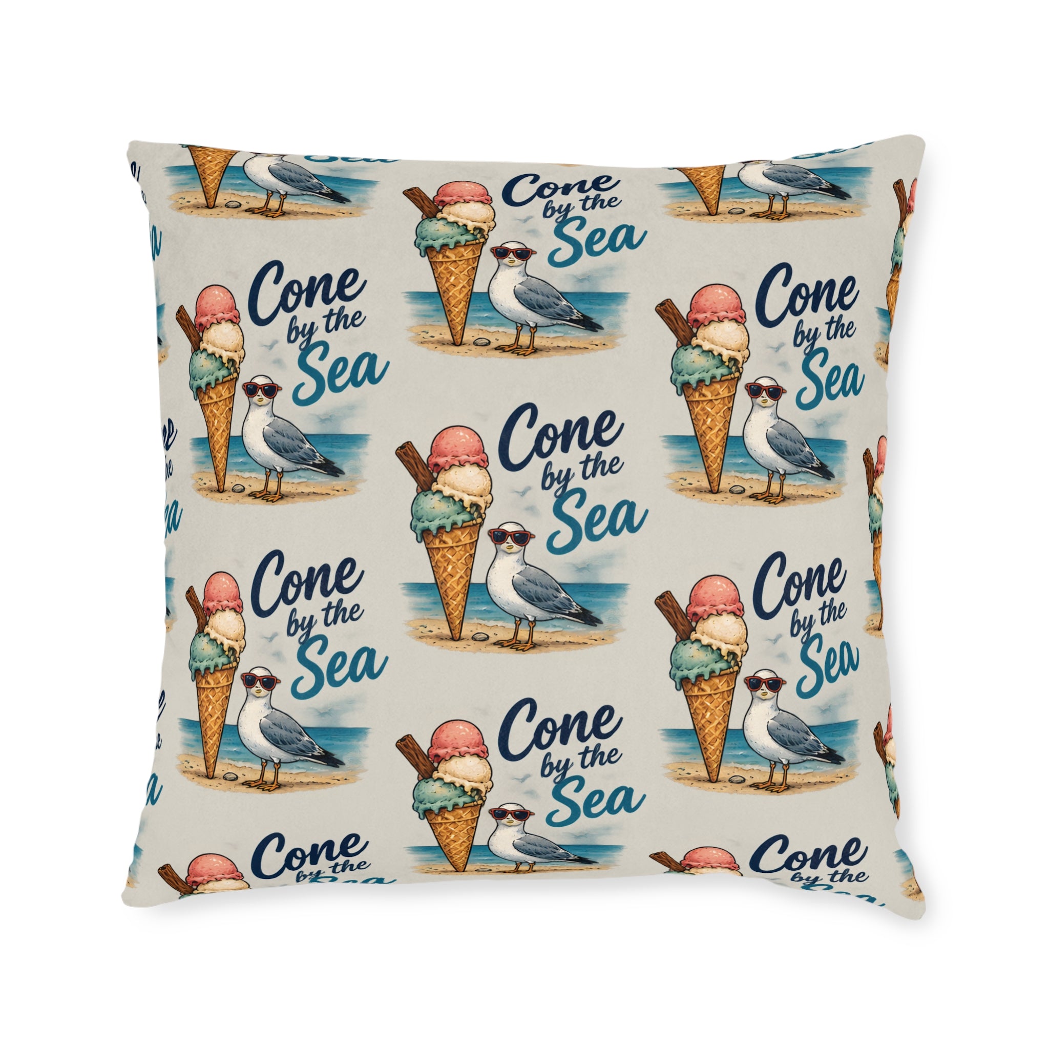 Square Cushion – Cone By The Sea | Coastal & Ice Cream Cushion