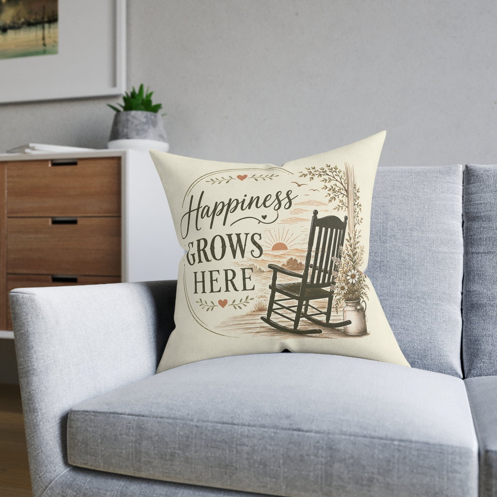 Square Cushion - Happiness Grows Here | Garden & Nature Home Decor