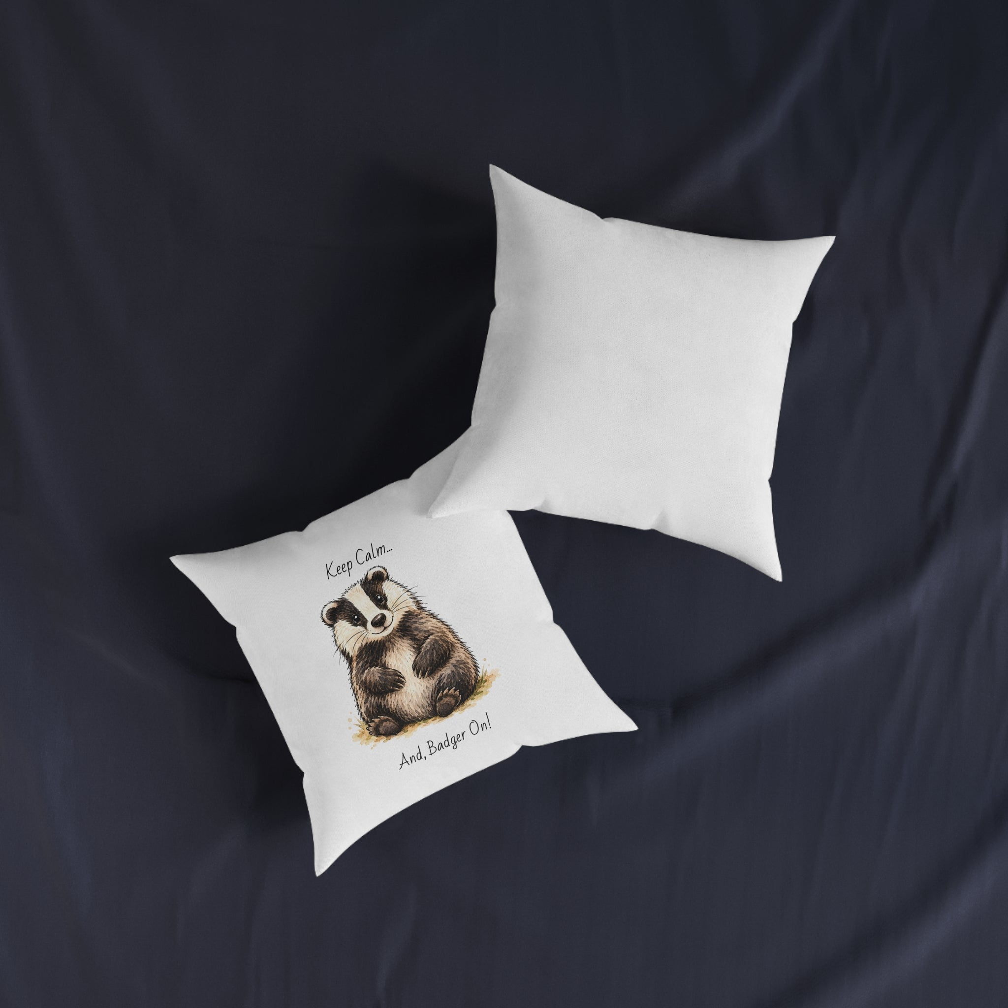 Square Cushion – Keep Calm... And Badger On | Woodland Animal Cushion
