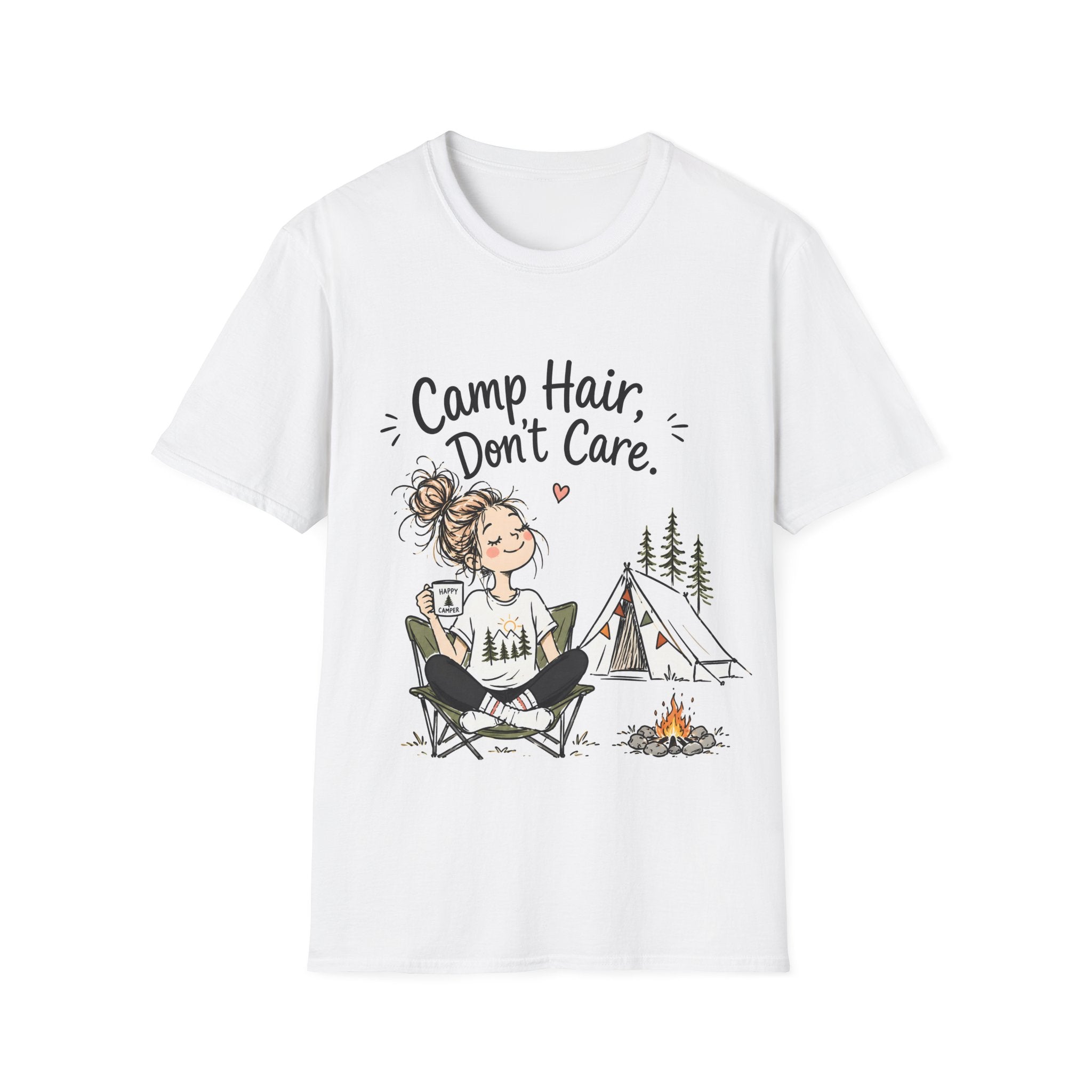 Women's T-Shirt – Camp Hair, Don't Care | Camping Lover Tee