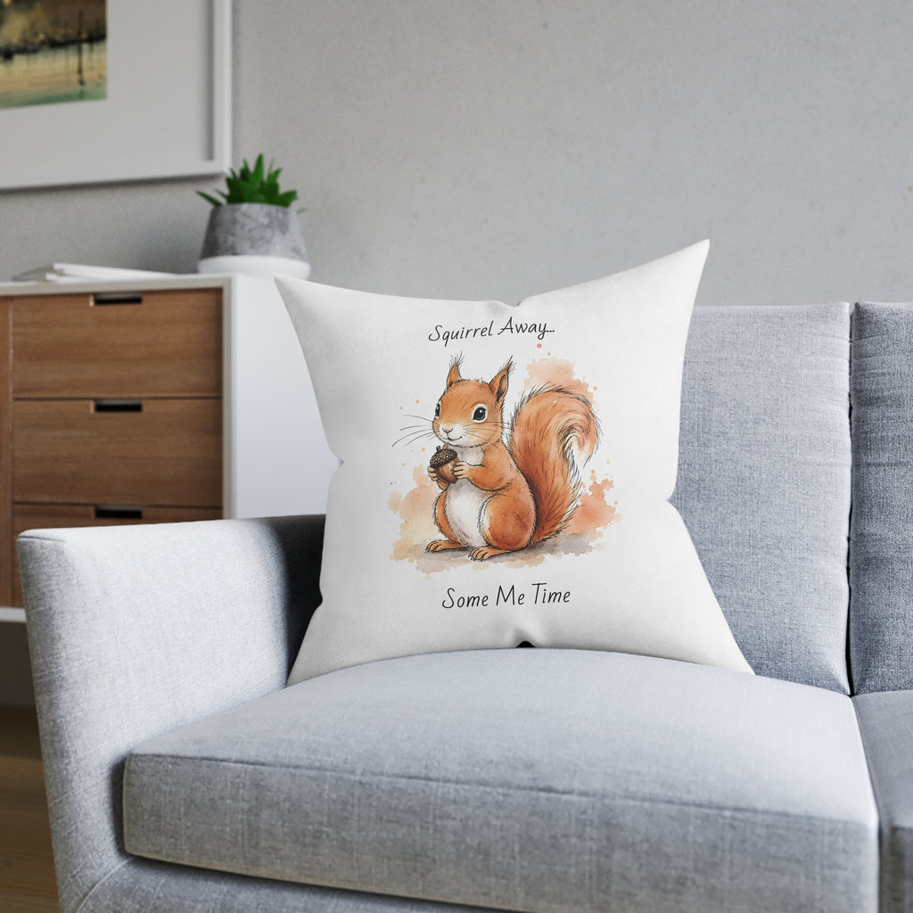 Square Cushion – Squirrel Away Some Me Time | Woodland Cushion