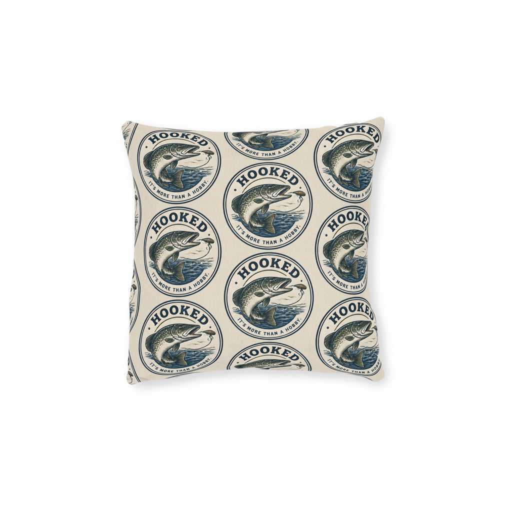 Square Cushion – Hooked – More Than a Hobby | Fishing Lover Cushion