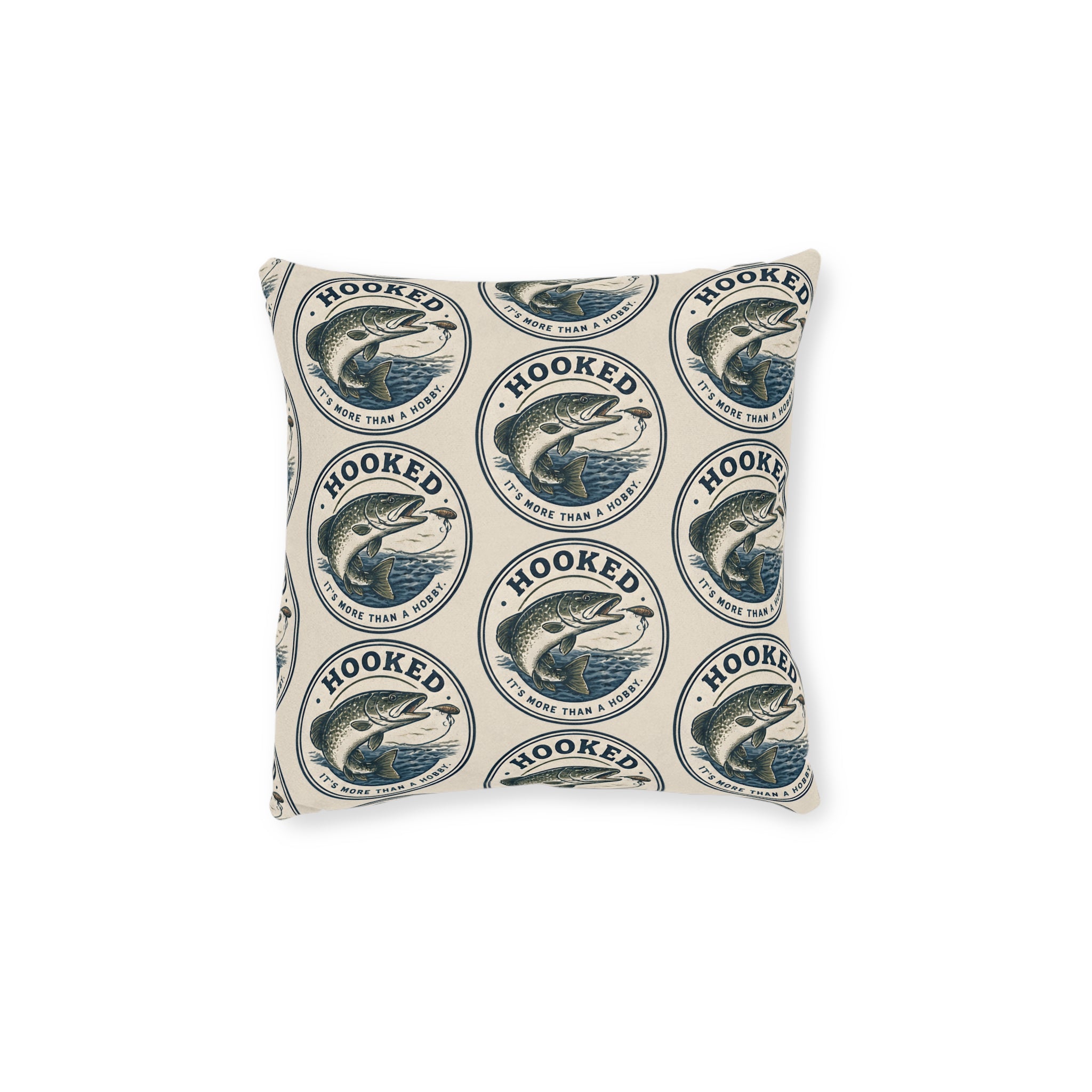 Square Cushion – Hooked – More Than a Hobby | Fishing Lover Cushion