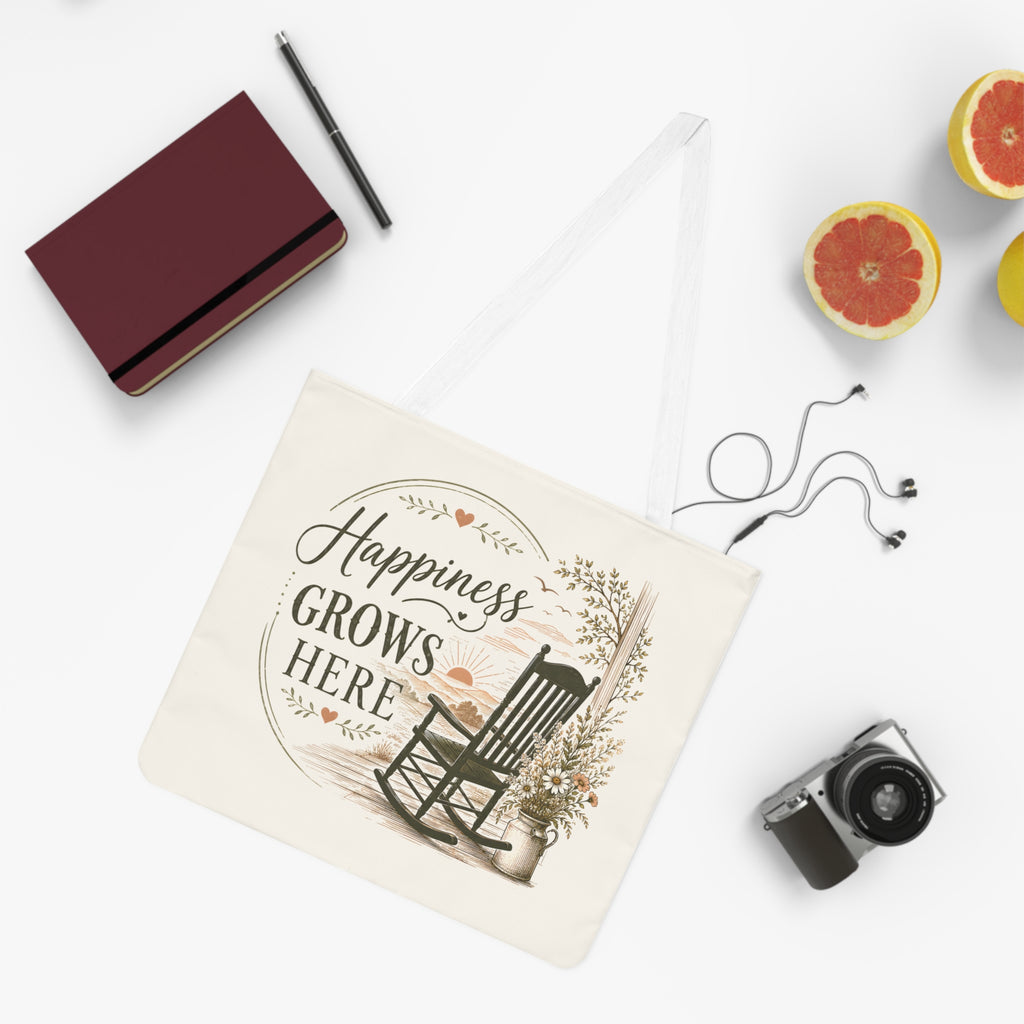 Large Tote Bag - Happiness Grows Here | Garden & Nature Tote