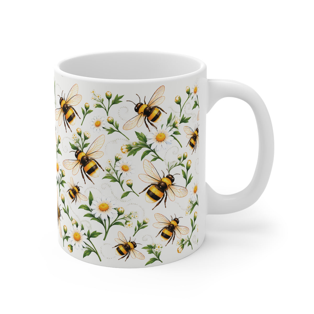 Ceramic Mug - Bumblebees and Daisies