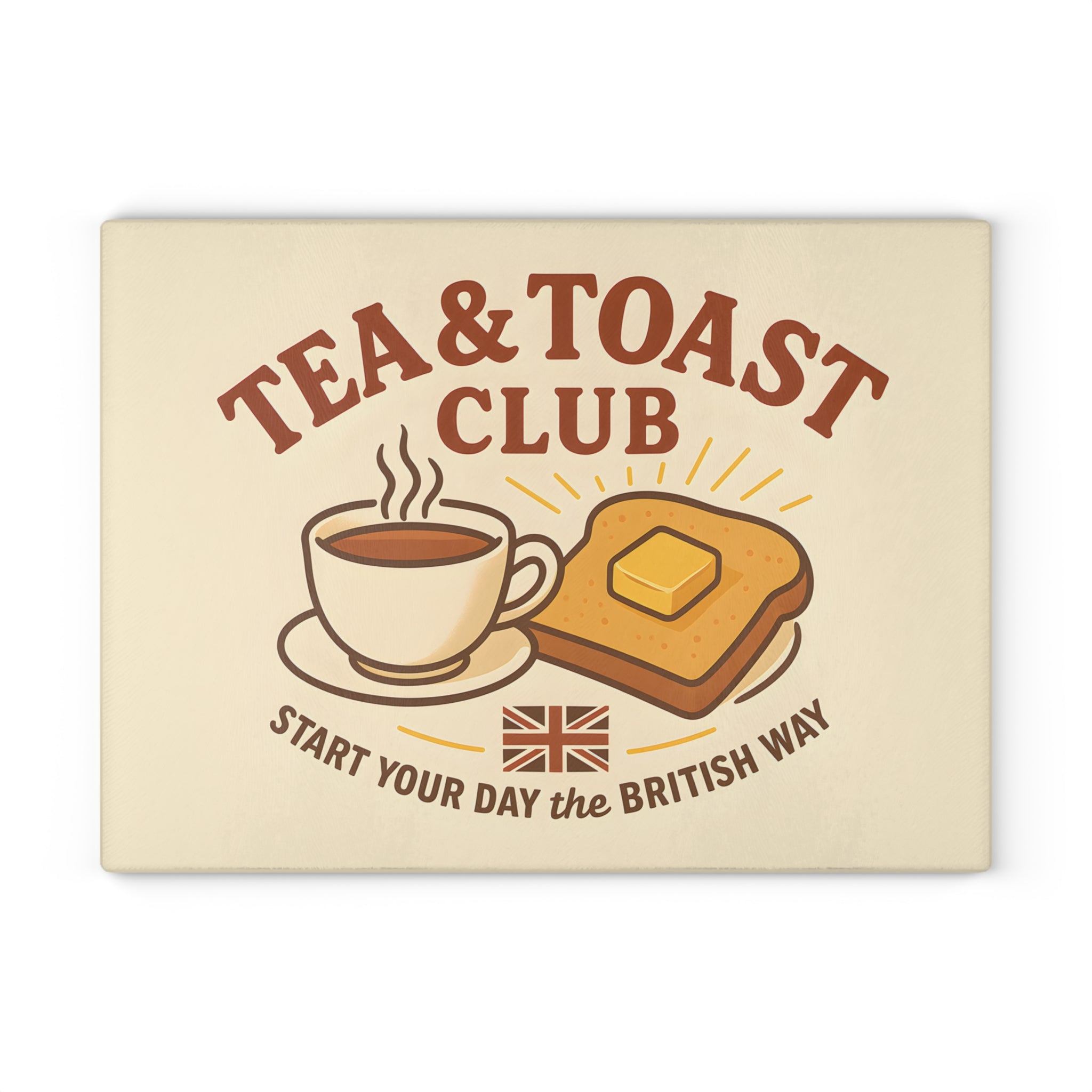 Glass Cutting Board - Tea & Toast Design