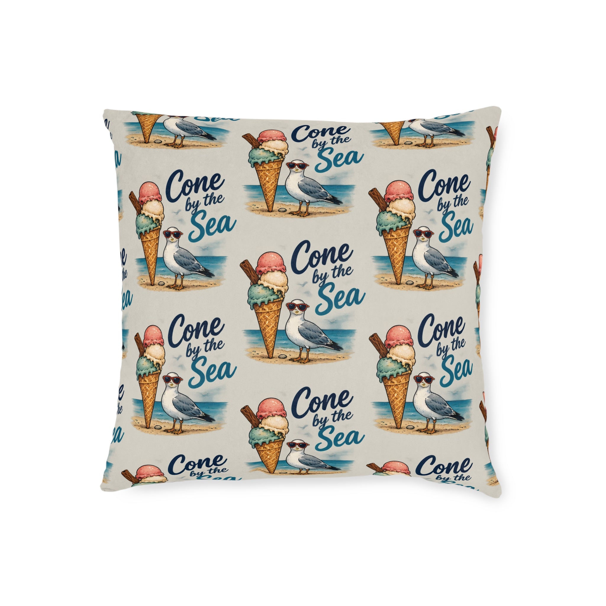 Square Cushion – Cone By The Sea | Coastal & Ice Cream Cushion