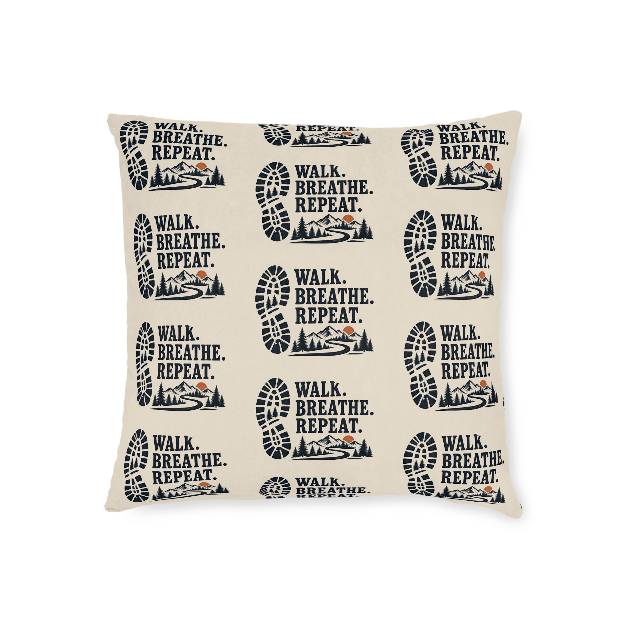 Square Cushion – Walk. Breathe. Repeat. | Hiking & Outdoor Cushion