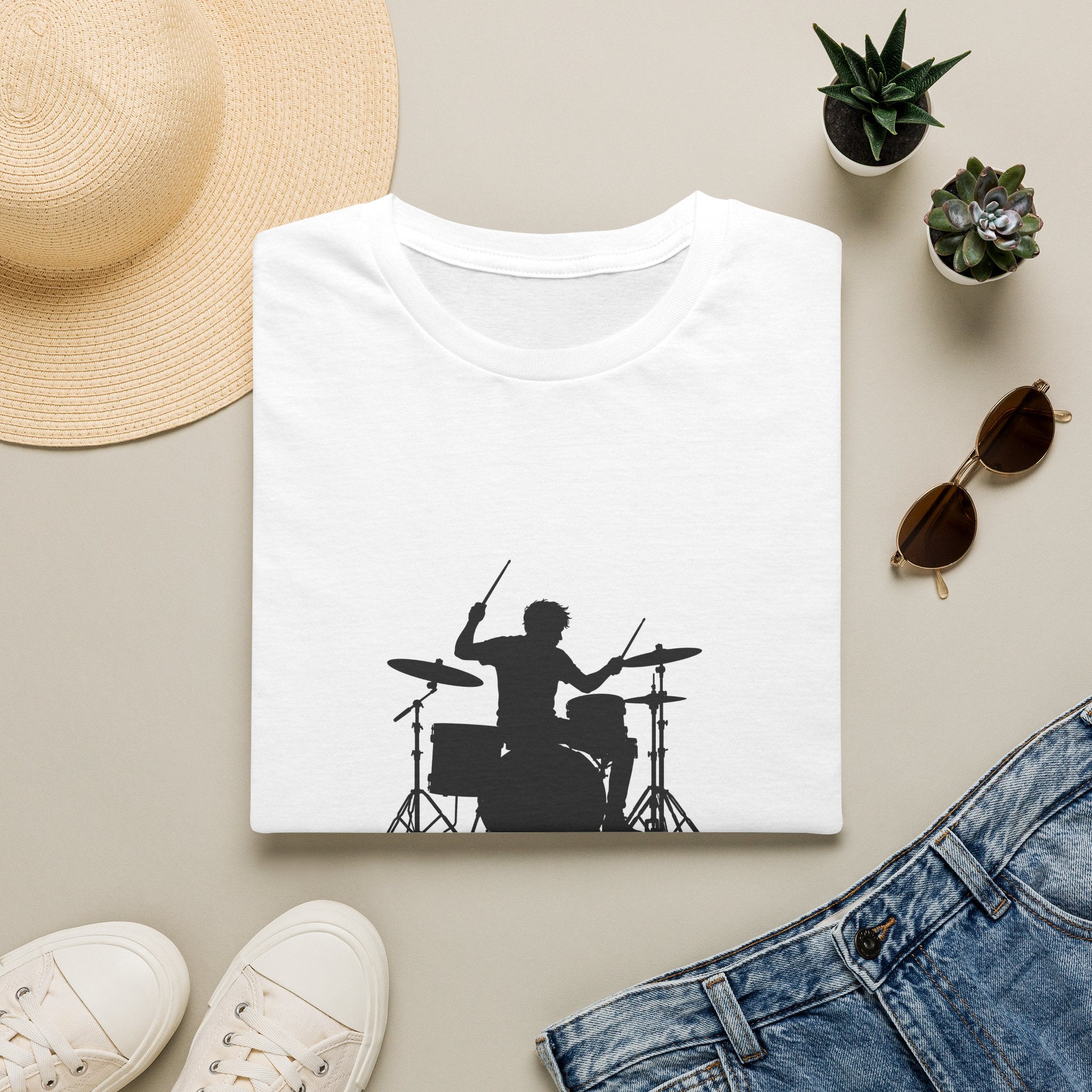 Unisex T-Shirt – The Beat Goes On | Drums Music Tee