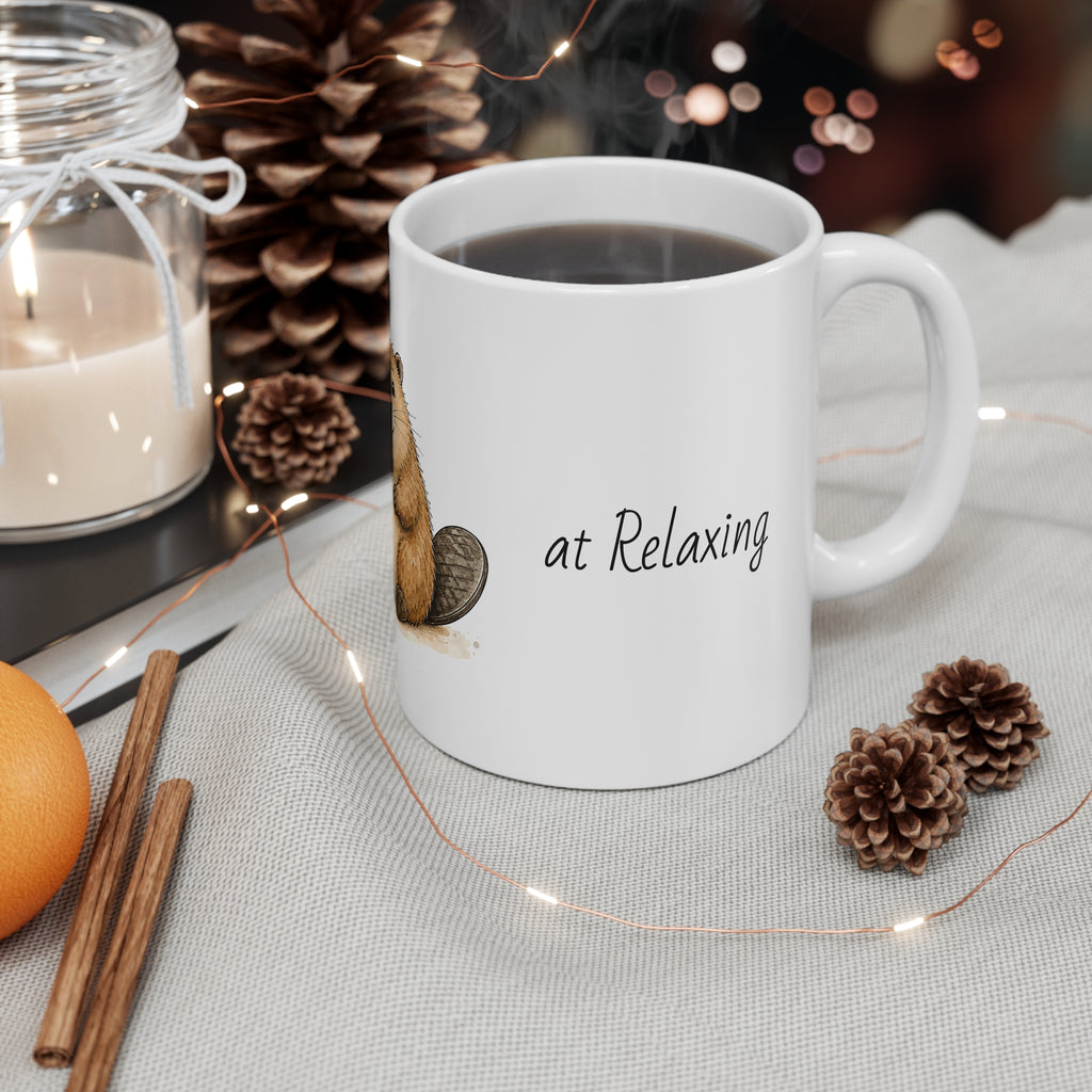 Ceramic Mug – Dam Good at Relaxing | Funny Beaver Mug | Animal Lover Gift