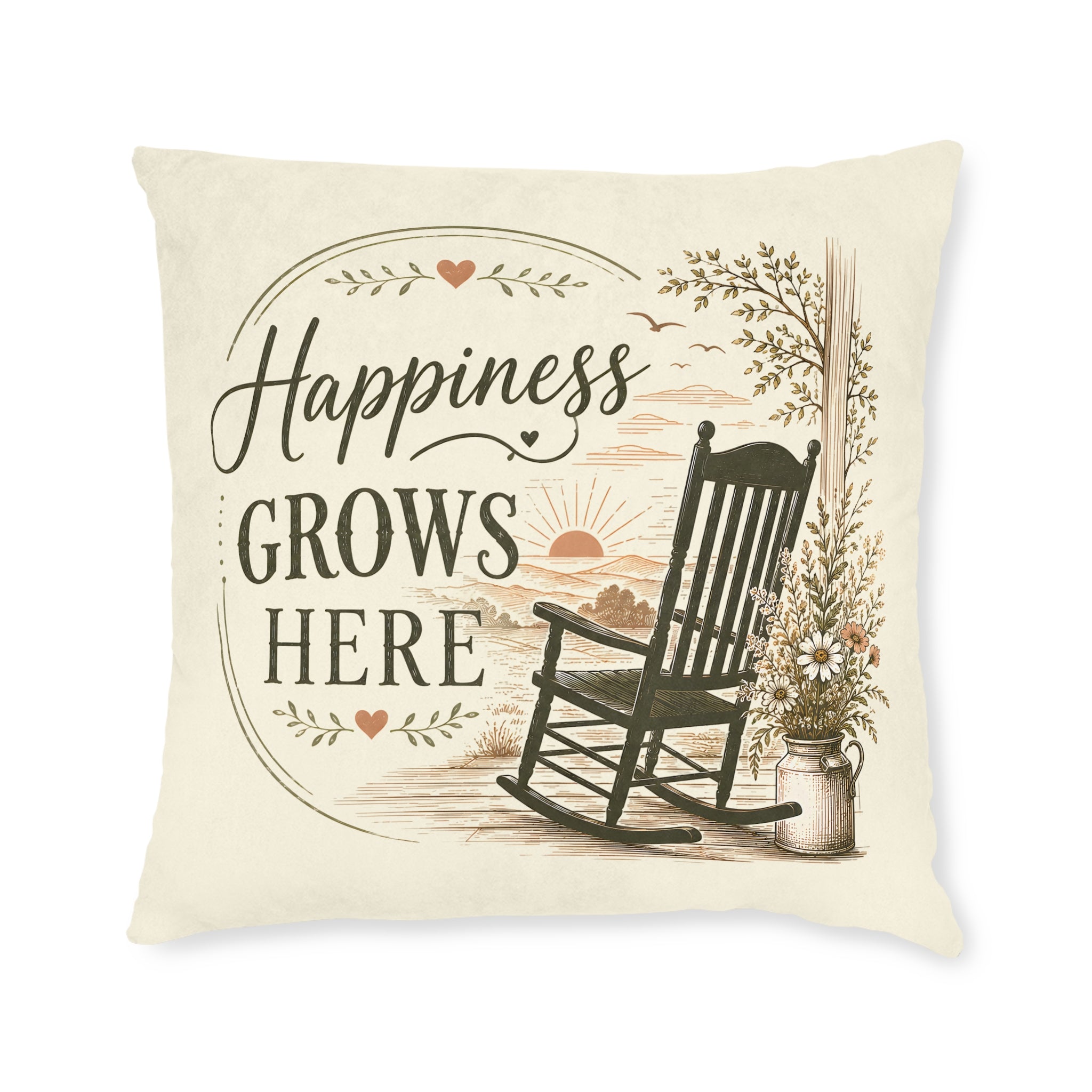 Square Cushion - Happiness Grows Here