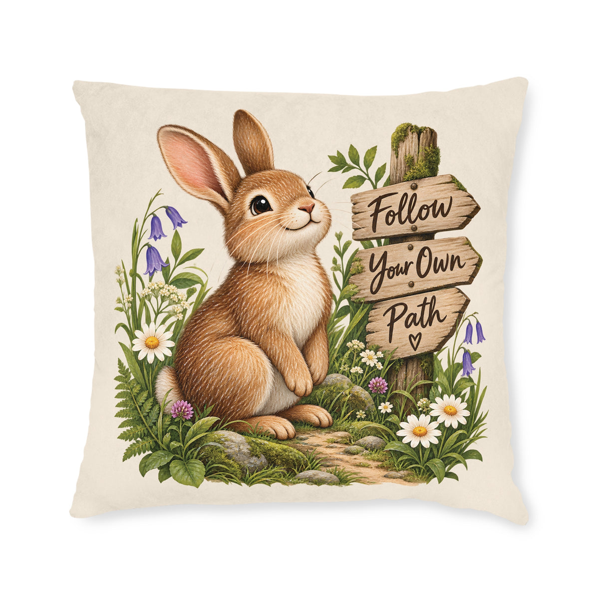 Square Cushion - Follow Your Own Path - Rabbit