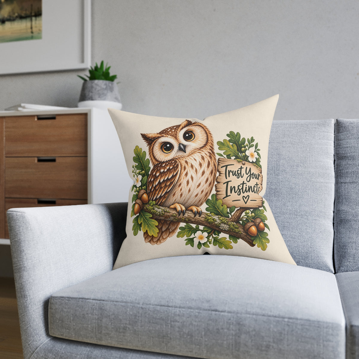 Square Cushion - Trust Your Instincts - Owl