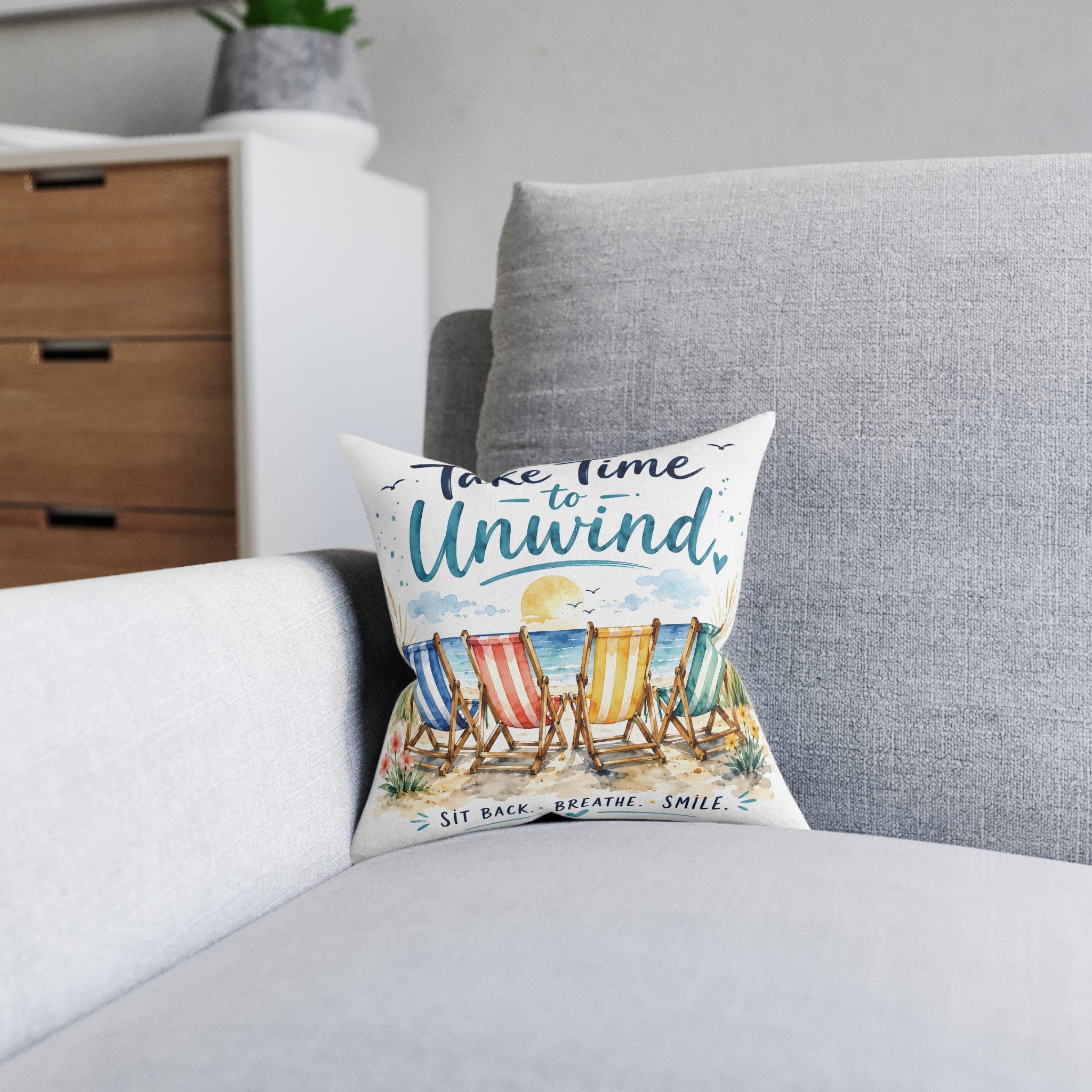 Square Cushion - Take Time to Unwind