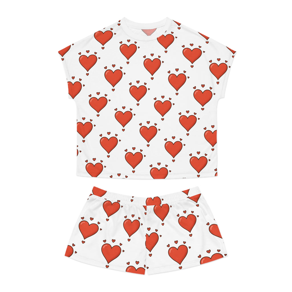 Women's Pyjama Heart Print Set - Cute & Cozy Sleepwear for Valentine's Day