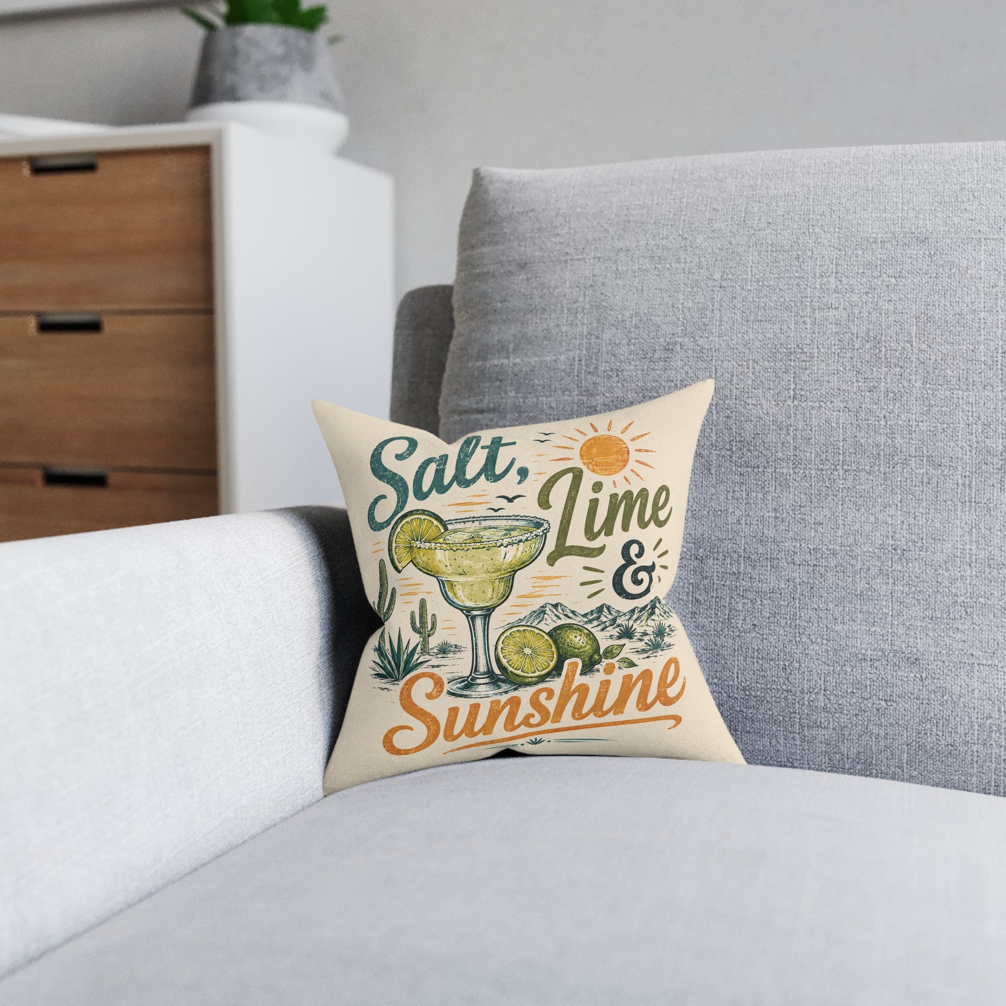 Square Cushion - Salt, Lime and Sunshine