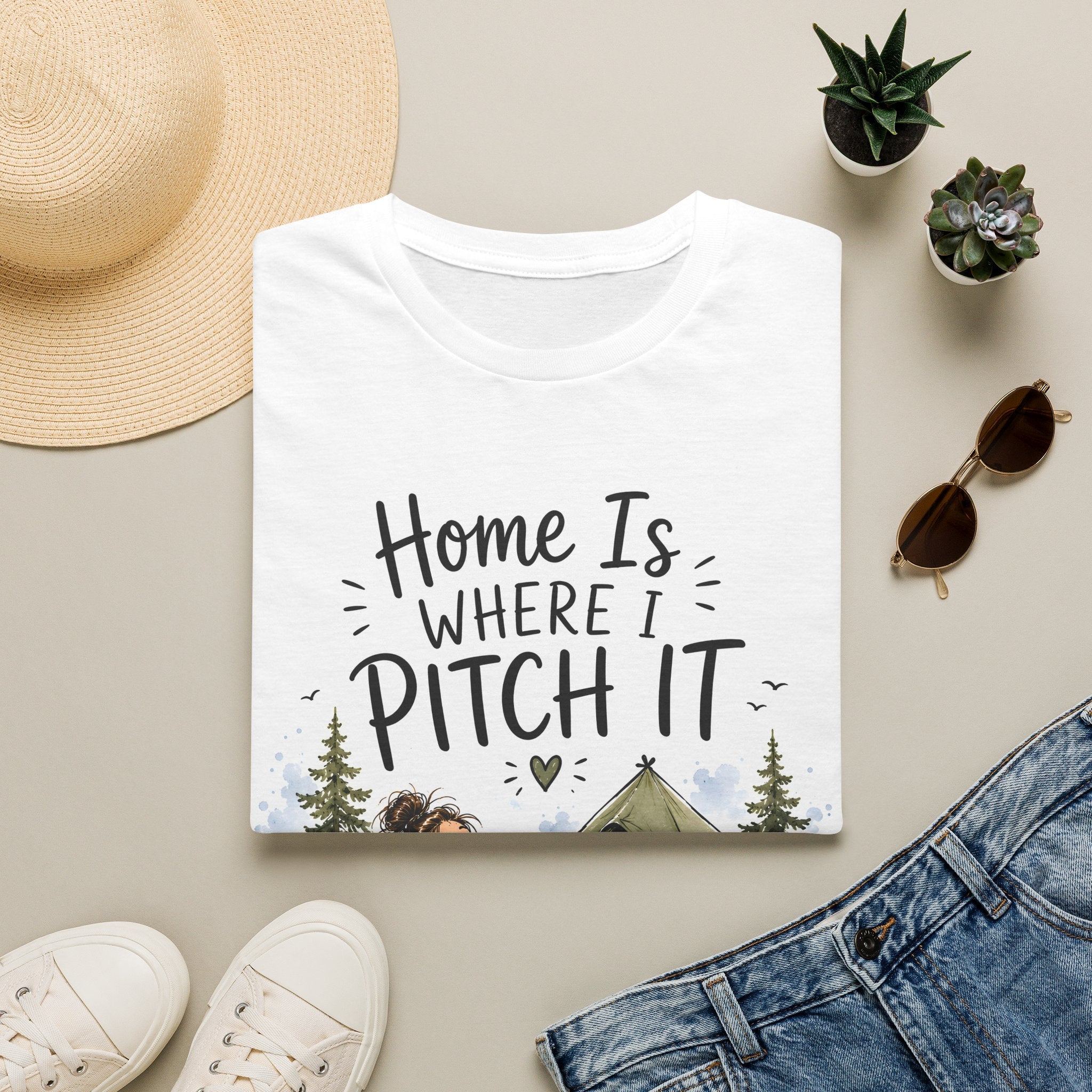 Women's T-Shirt – Home Is Where I Pitch It | Camping Lover Tee